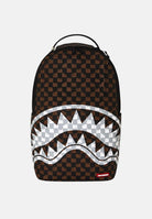SPRAYGROUND Zaino DRIP CHECK SHARK brown-crema per uomo, donna e bambino con fantasia check bicolore 910B8552NSZ . SPRAYGROUND 