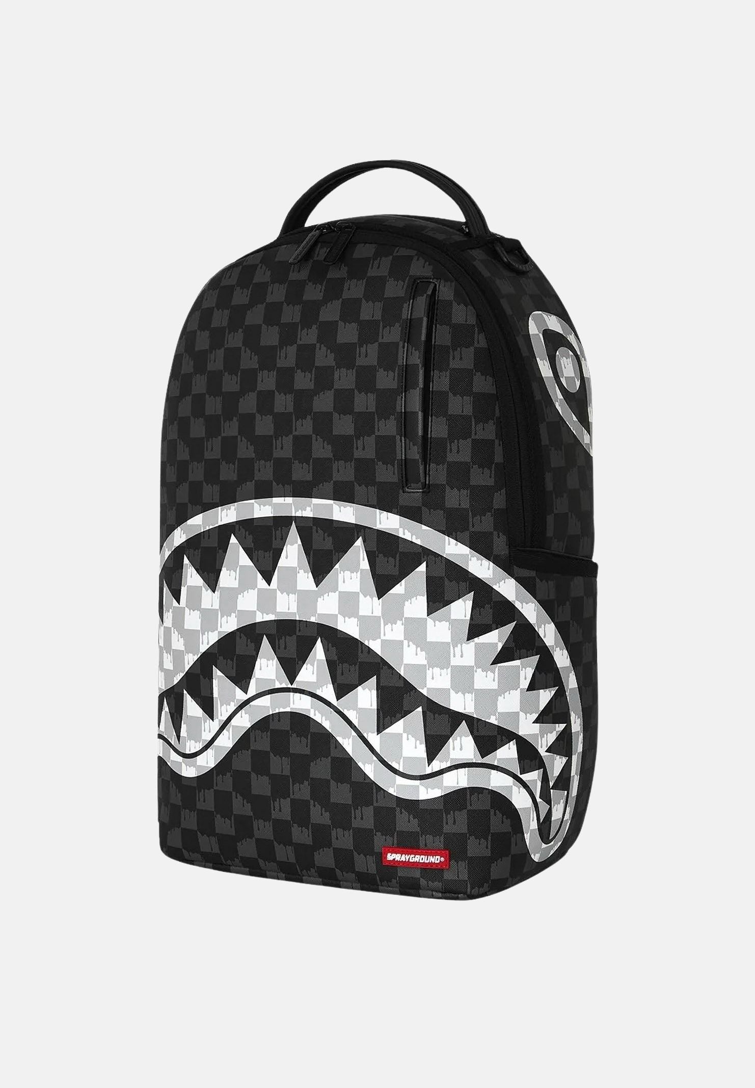 SPRAYGROUND Zaino DRIP CHECK SHARK nero per uomo, donna e bambino con fantasia check tono su tono 910B8553NSZ . SPRAYGROUND 
