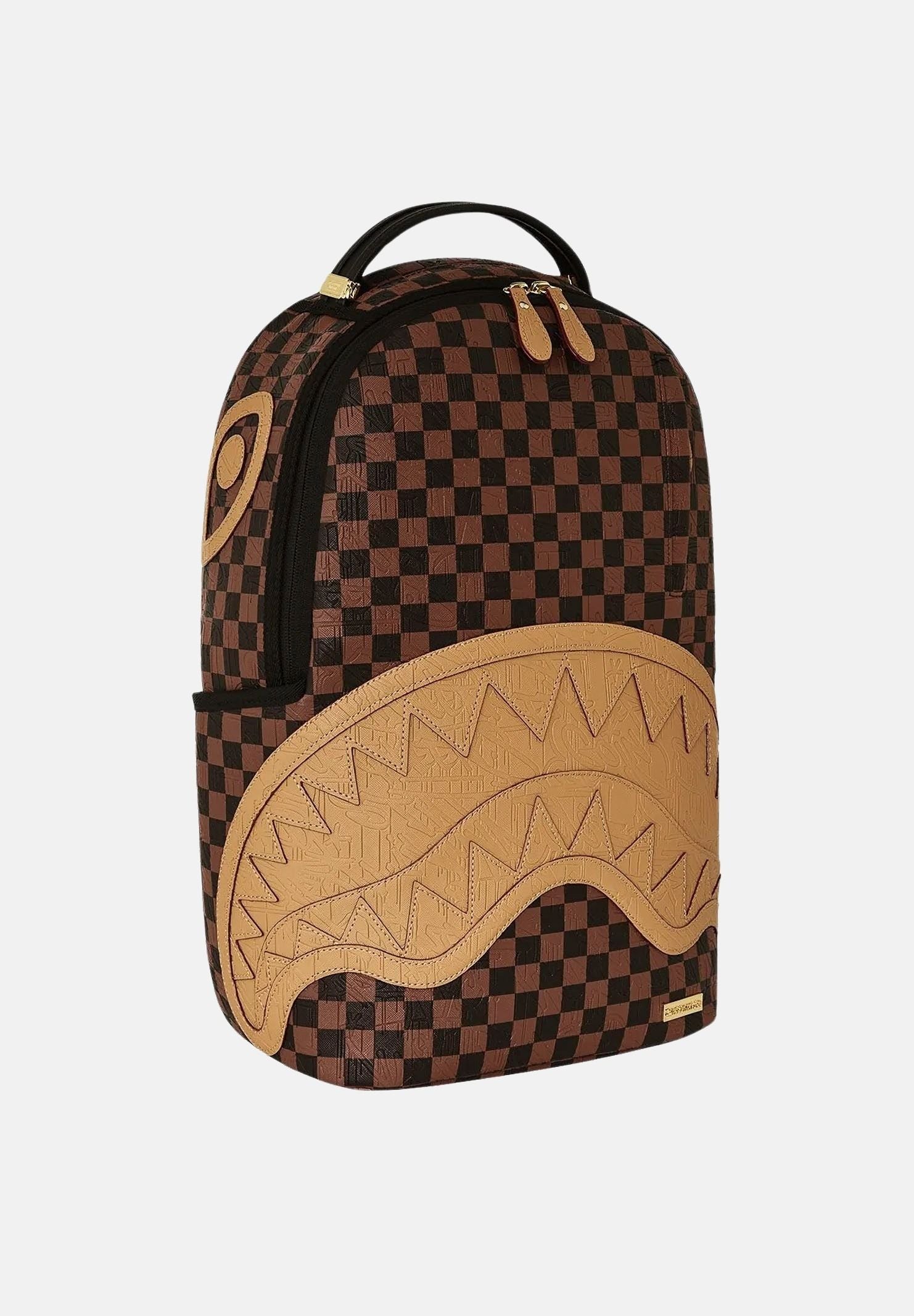 SPRAYGROUND Zaino EMBOSSED CHECK marrone-cammello per uomo, donna e bambino con fantasia check 910B8592NSZ . SPRAYGROUND 