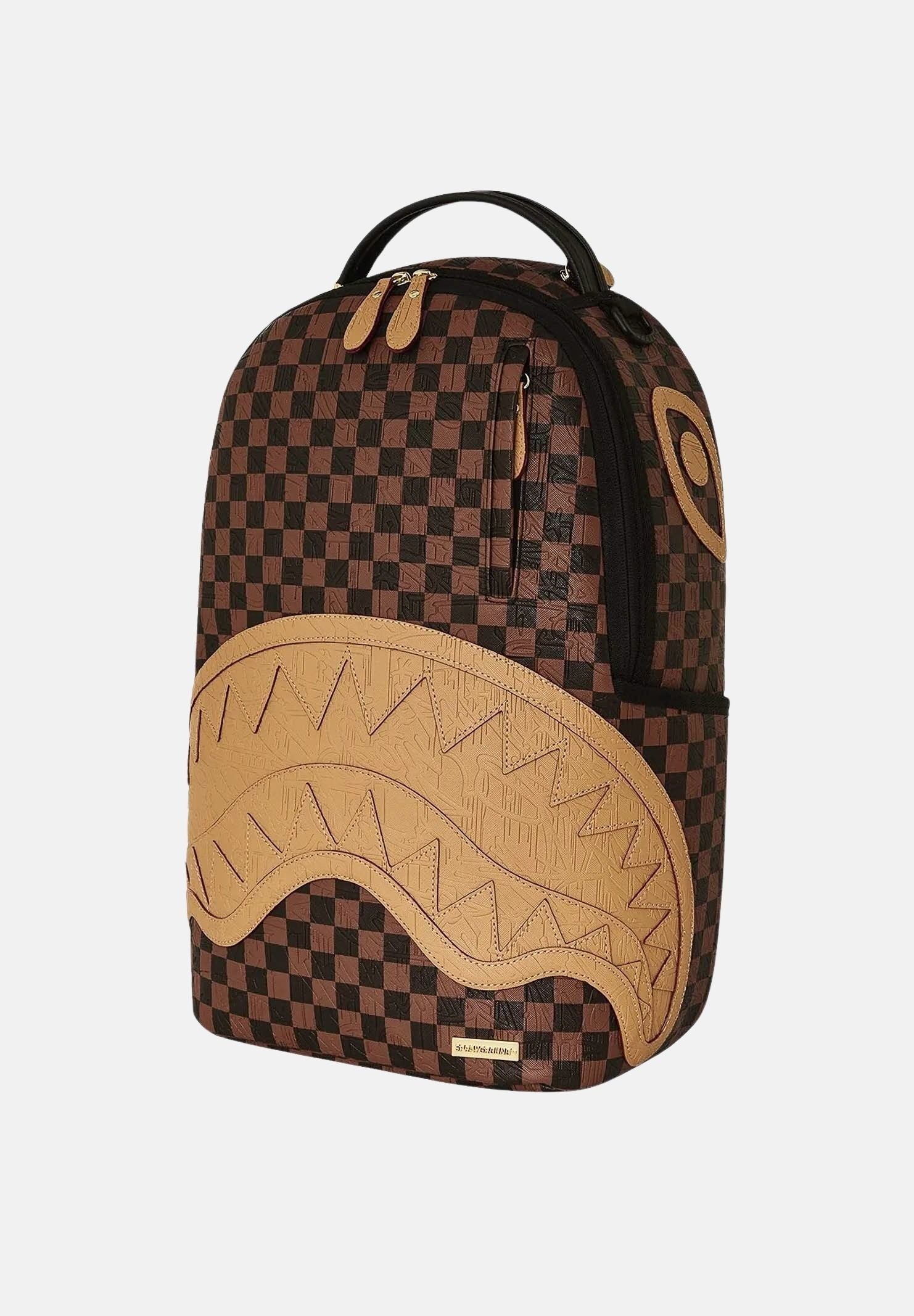 SPRAYGROUND Zaino EMBOSSED CHECK marrone-cammello per uomo, donna e bambino con fantasia check 910B8592NSZ . SPRAYGROUND 