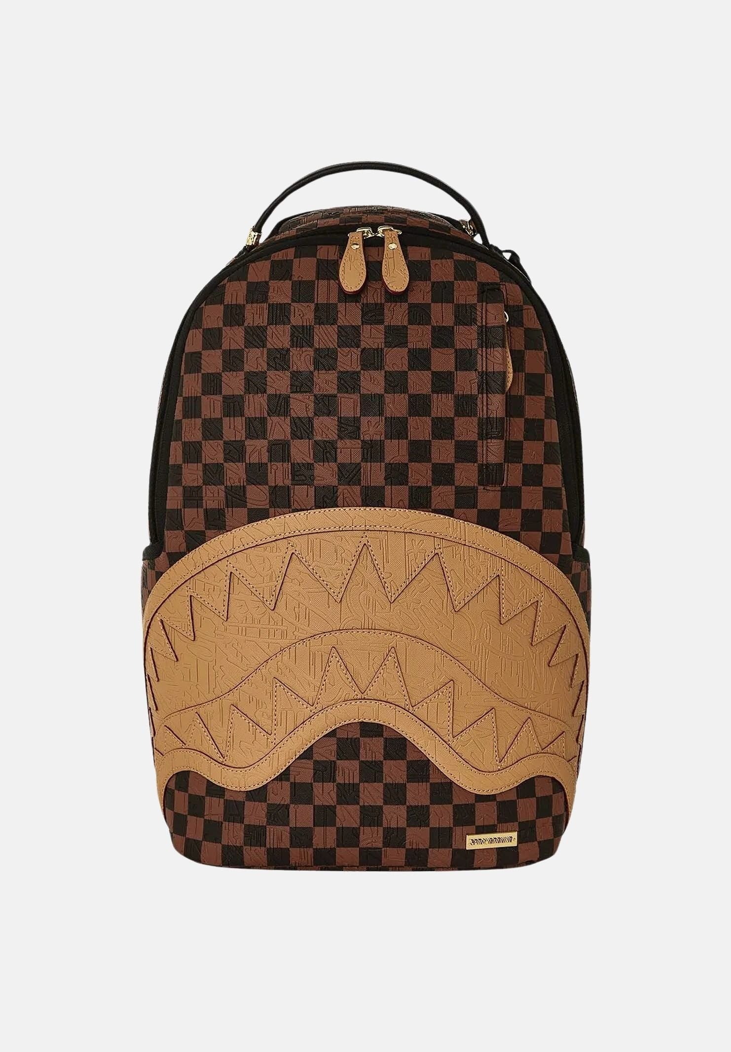 SPRAYGROUND Zaino EMBOSSED CHECK marrone-cammello per uomo, donna e bambino con fantasia check 910B8592NSZ . SPRAYGROUND 