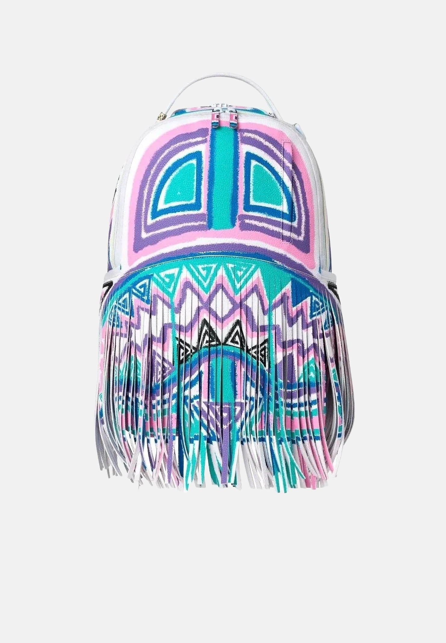 SPRAYGROUND Zainio FRINGES AZTEC multicolore per uomo, donna e bambino con dettagli frangiati e stampa geometrica. 910B8830NSZ . SPRAYGROUND 