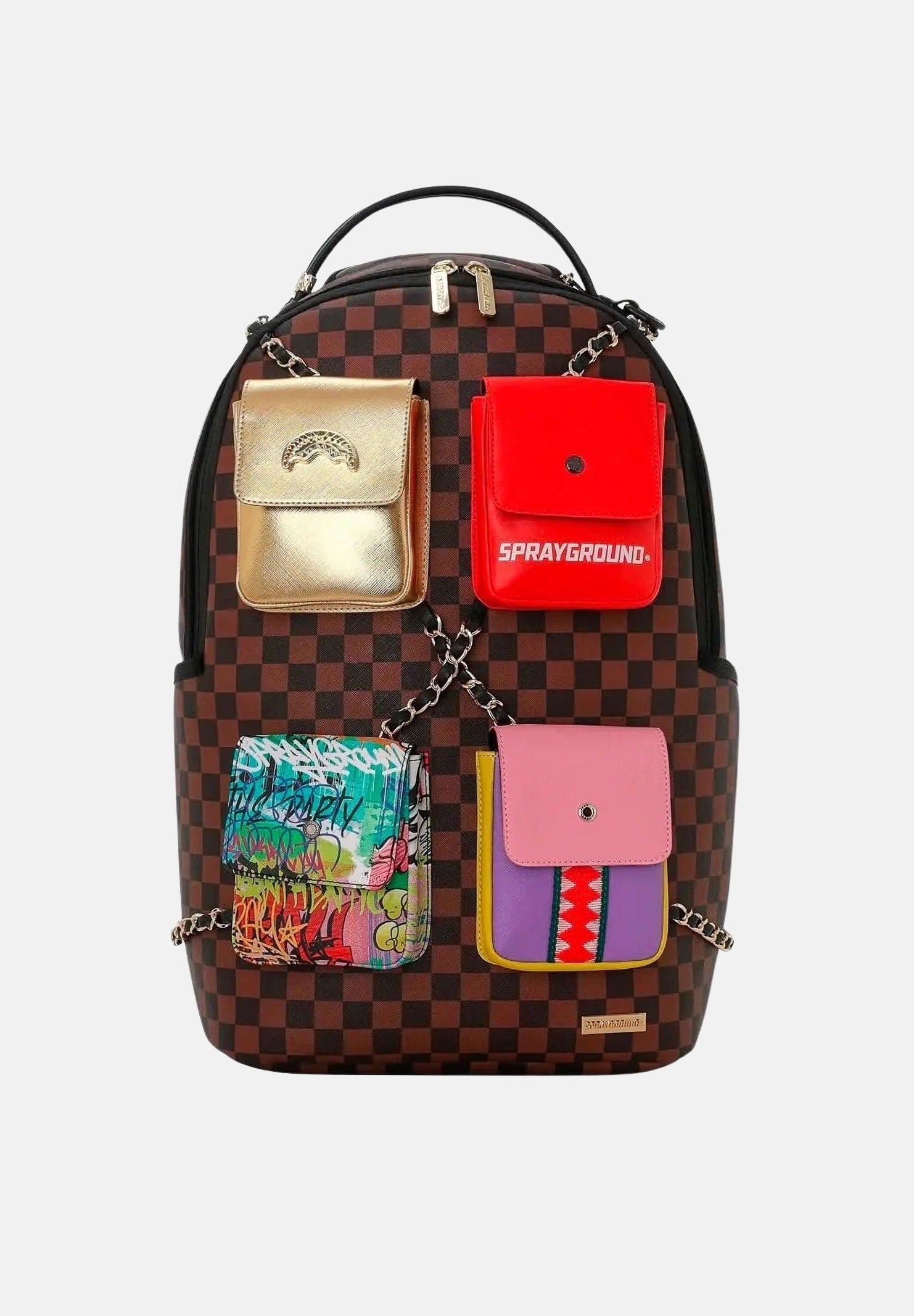 SPRAYGROUND Zaino MULTI POCKET SHARK marrone per uomo, donna e bambino  con tasche applicate multiple 910B8990NSZ . SPRAYGROUND 