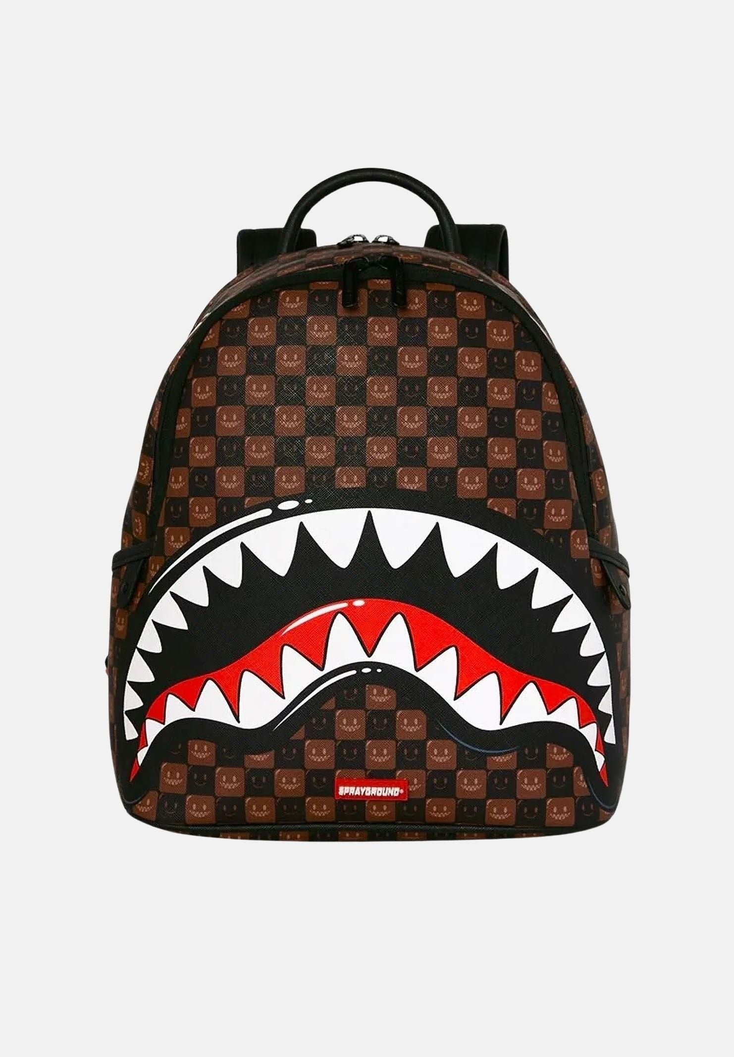 SPRAYGROUND Zaino SHARK BACKPACK marrone per uomo, donna e bambino con motivo a scacchi 910B9305NSZ . SPRAYGROUND 