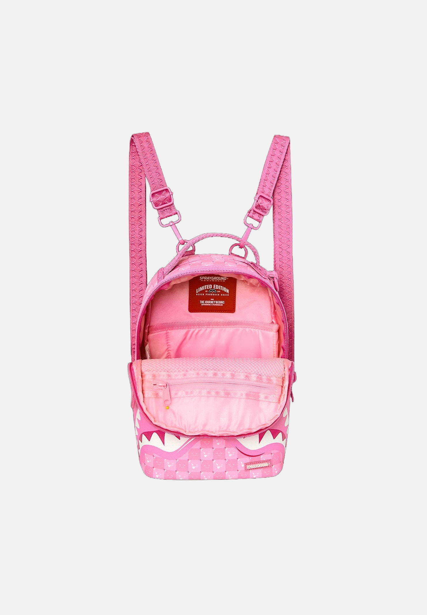 SPRAYGROUND Zaino mini PINK SHARK per uomo, donna e bambino<BR/>con motivo a scacchiera 910B9319NSZ . SPRAYGROUND 