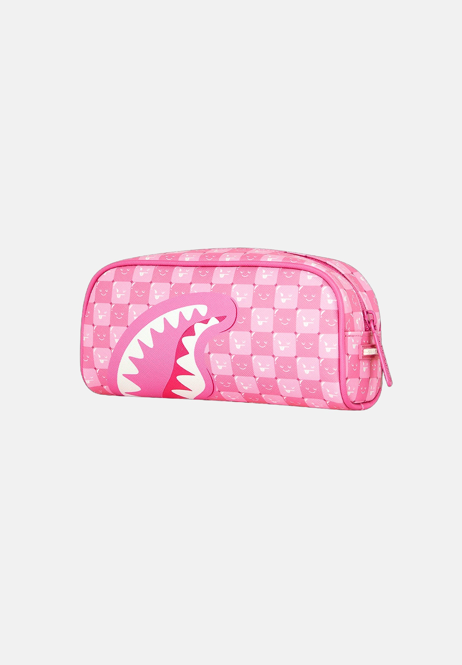 SPRAYGROUND Astuccio PINK POUCH rosa per uomo, donna e bambino con motivo a scacchiera e grafica Shark Mouth. 910B9323NSZ . SPRAYGROUND 