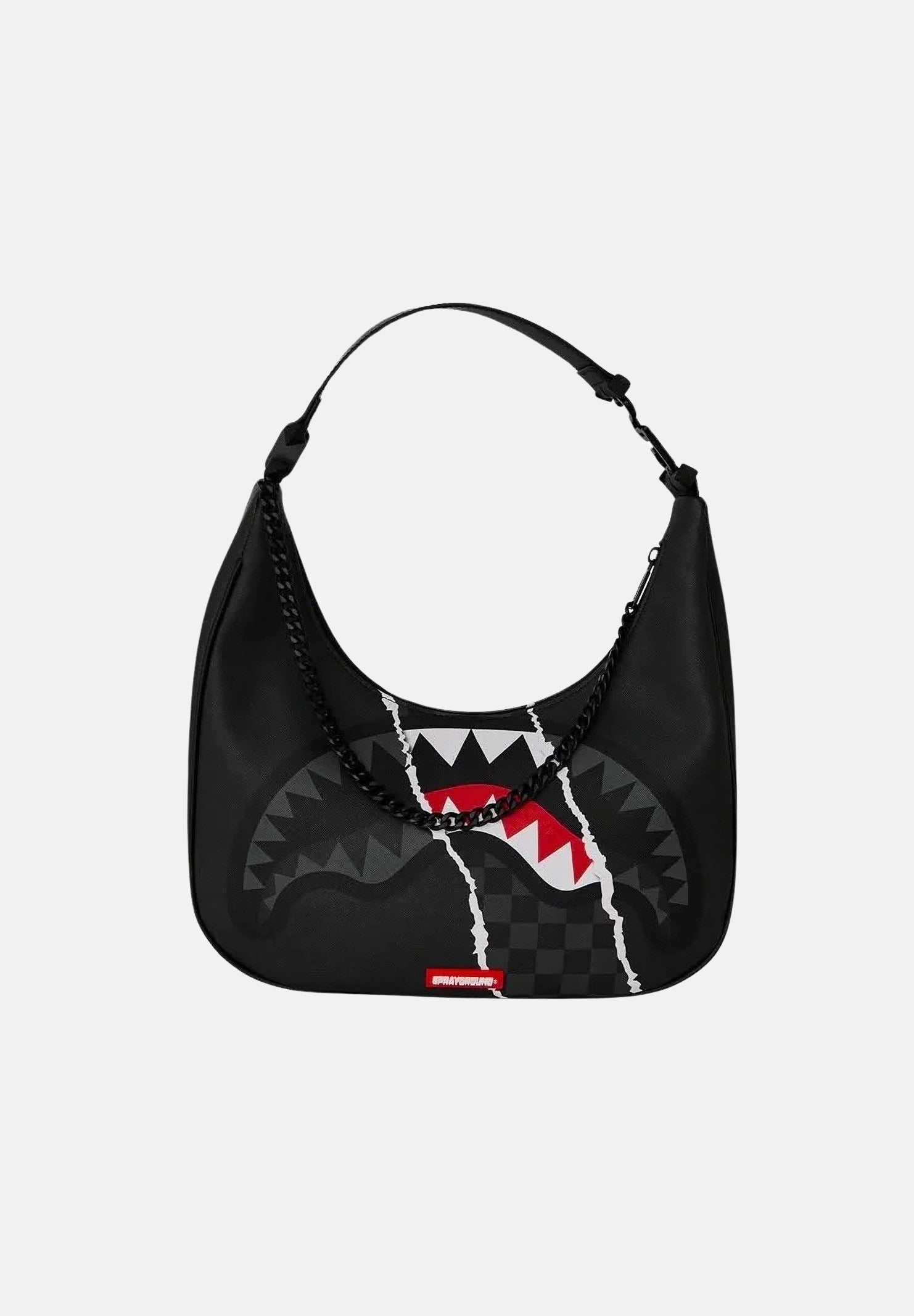SPRAYGROUND Borsa a spalla HOBO SHARK RIP nera per donna e bambina con manico regolabile e design a mezzaluna. 910B9353NSZ . SPRAYGROUND 