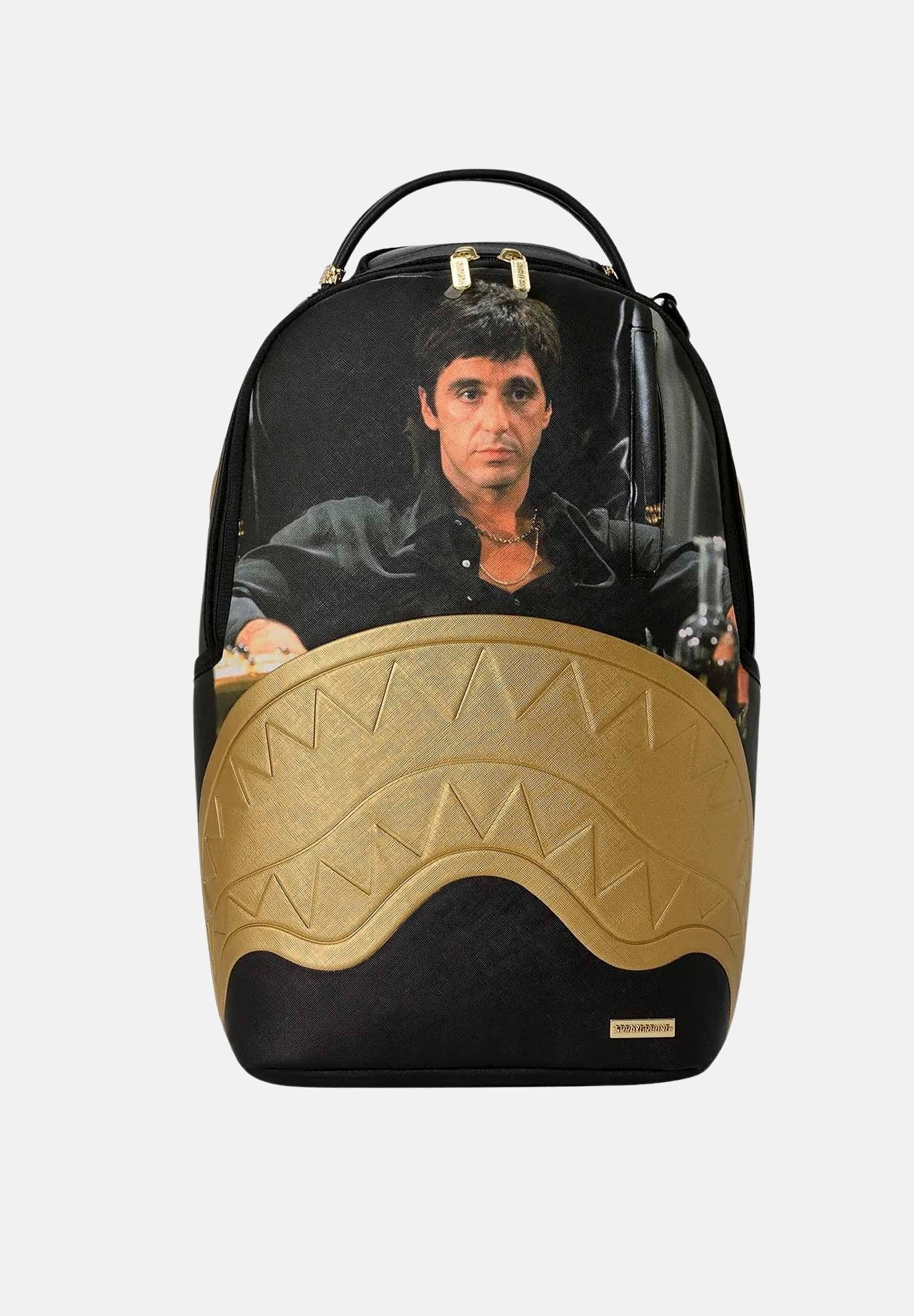 SPRAYGROUND Zaino SCARFACE MY PLACE gold-nero per uomo, donn e bambino con dettagli embossed oro 910B9555NSZ . SPRAYGROUND 