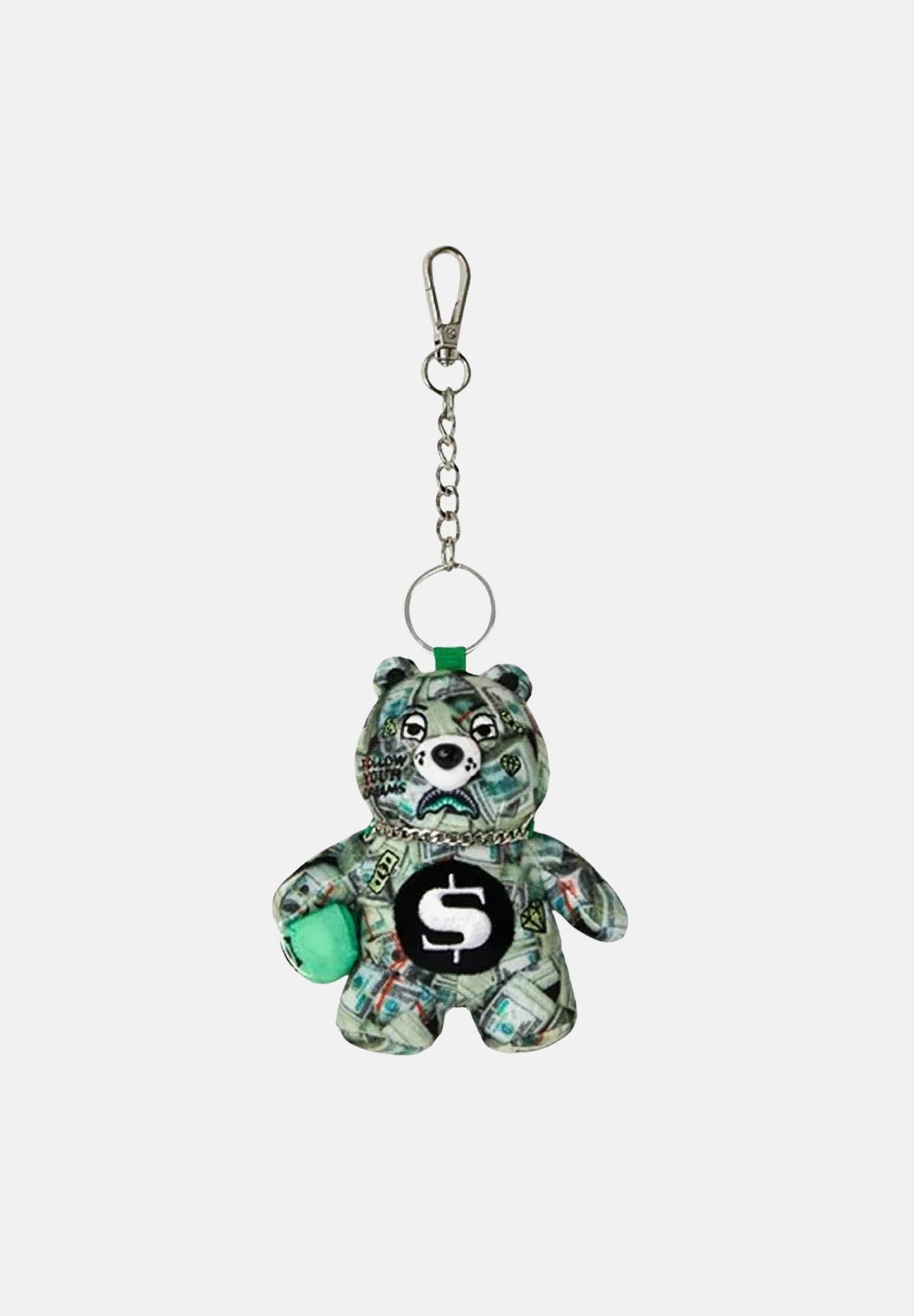 SPRAYGROUND Portachiavi BEAR DOLLAR multicolore per uomo, donna e bambino con charm a forma di orsetto e moschettone dorato. 910K9596NSZ . SPRAYGROUND 