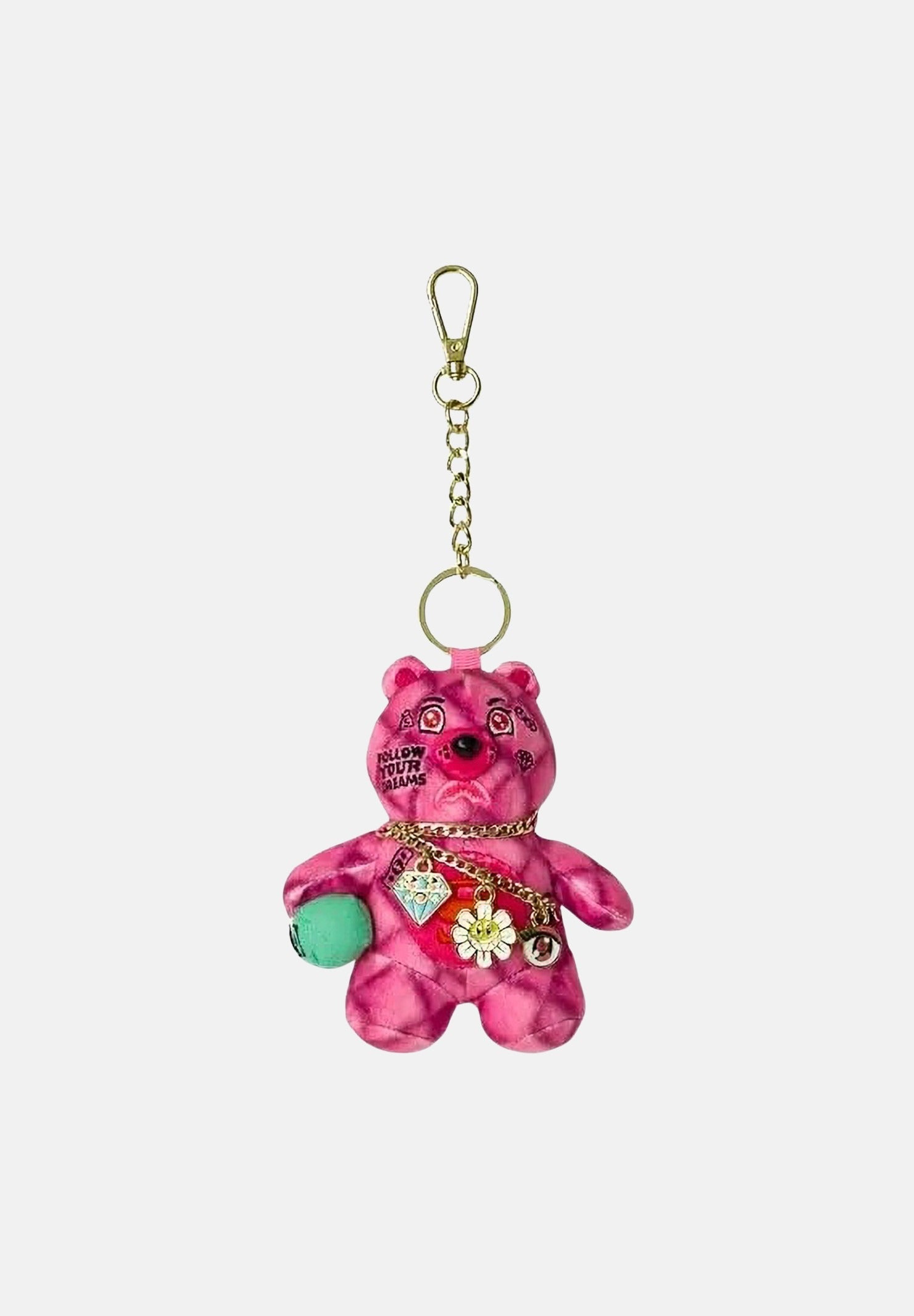 SPRAYGROUND Portachiavi BEAR PINK rosa per uomo, donna e bambino con charm a forma di orsetto peluche e dettagli applicati. 910K9597NSZ . SPRAYGROUND 