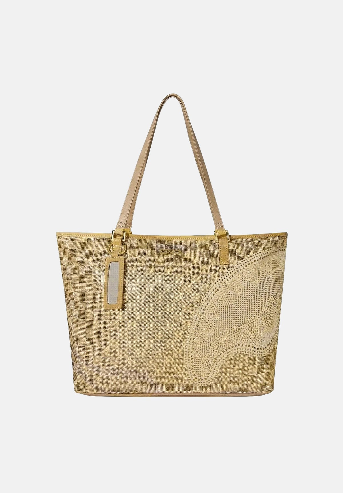 SPRAYGROUND Borsa tote TRINITY 24K TOTE oro beige per donna e bambina con motivo check effetto oro 910T9478NSZ . SPRAYGROUND 