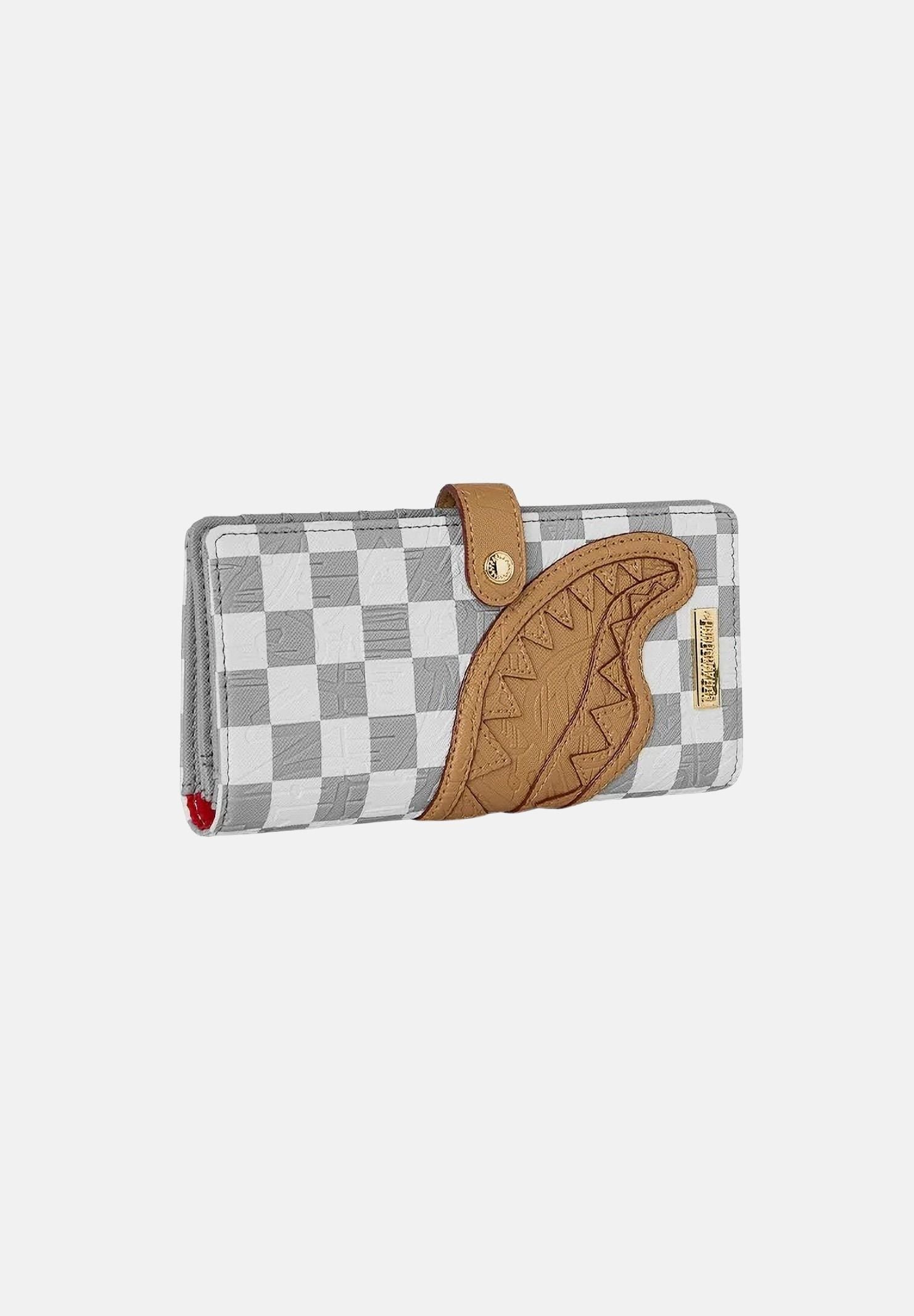 SPRAYGROUND Portafoglio EMBOSSED CREAM grigio-cammello per uomo, donna e bambino con  dettaglio Shark tridimensionale. 910W9402NSZ . SPRAYGROUND 