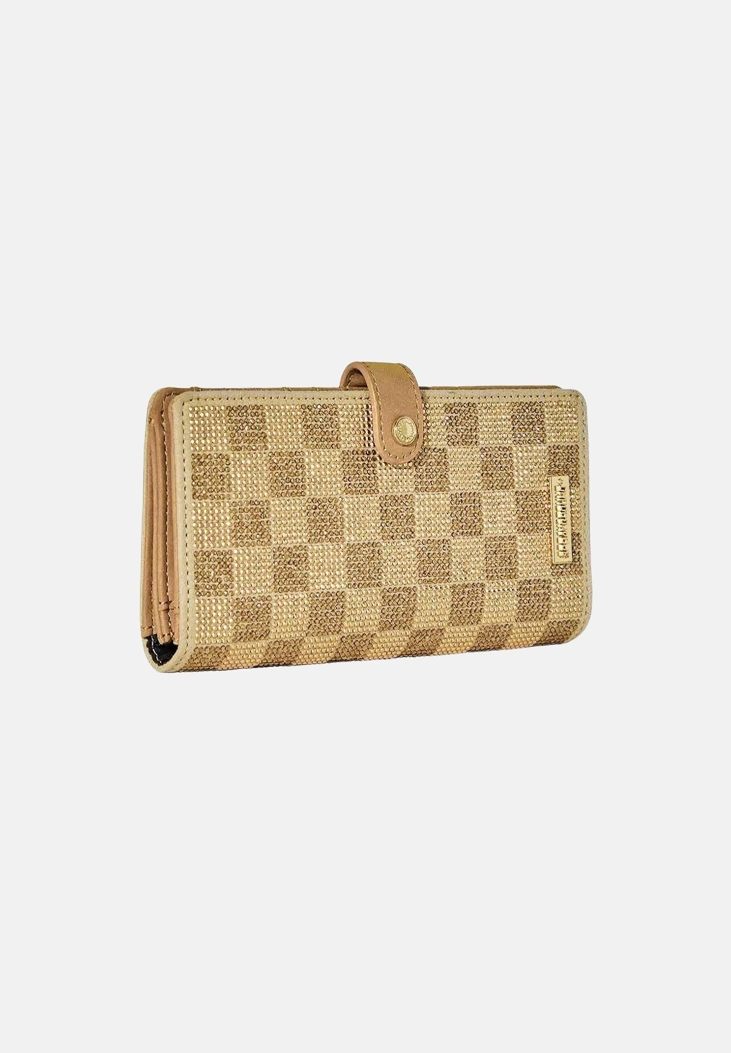 SPRAYGROUND Portafoglio TONE GOLD TRINITY marrone-oro per uomo, donna e bambino con applicazioni strass 910W9480NSZ . SPRAYGROUND 