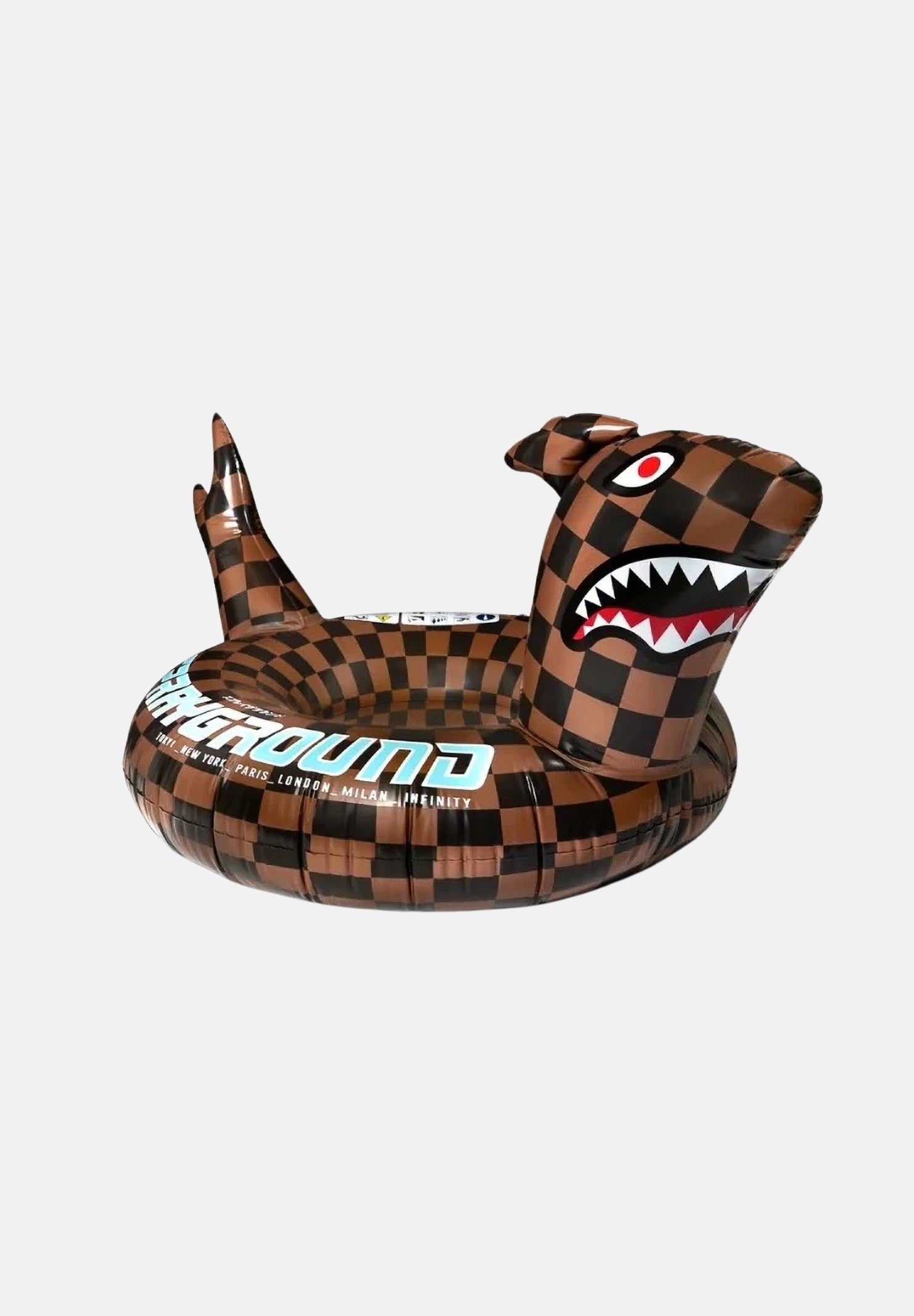 SPRAYGROUND Salvagente gonfiabile SHARK marrone per uomo, donna e bambino con iconica grafica Shark Mouth 910Z657NSZ . SPRAYGROUND 