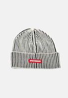SPRAYGROUND Cappello di lana BEANIE avorio-nero per uomo e donna con logo ricamato frontale. SP15050IVO . SPRAYGROUND 