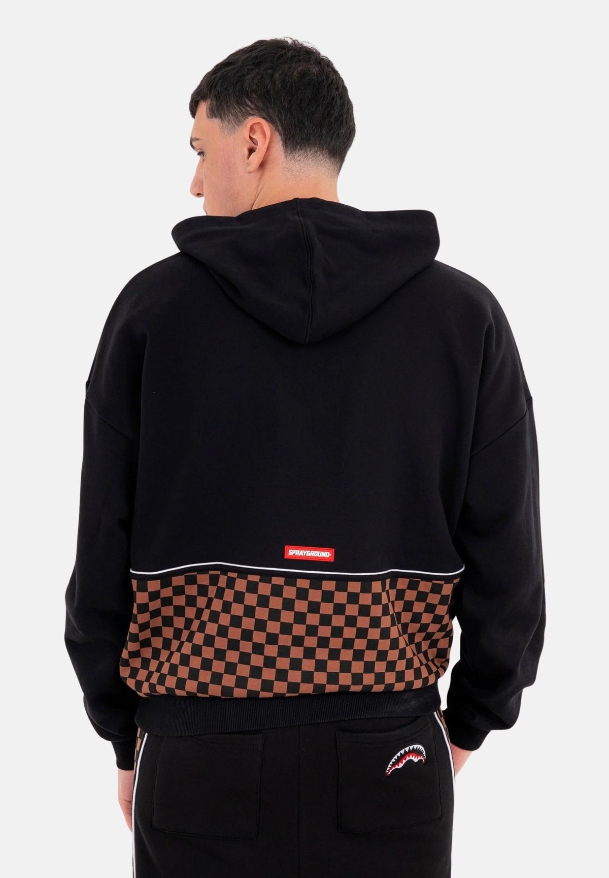 SPRAYGROUND Felpa con cappuccio nera con dettagli marroni per uomo e donna SP933G . SPRAYGROUND 