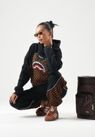 SPRAYGROUND Felpa con cappuccio nera con dettagli marroni per uomo e donna SP933G . SPRAYGROUND 