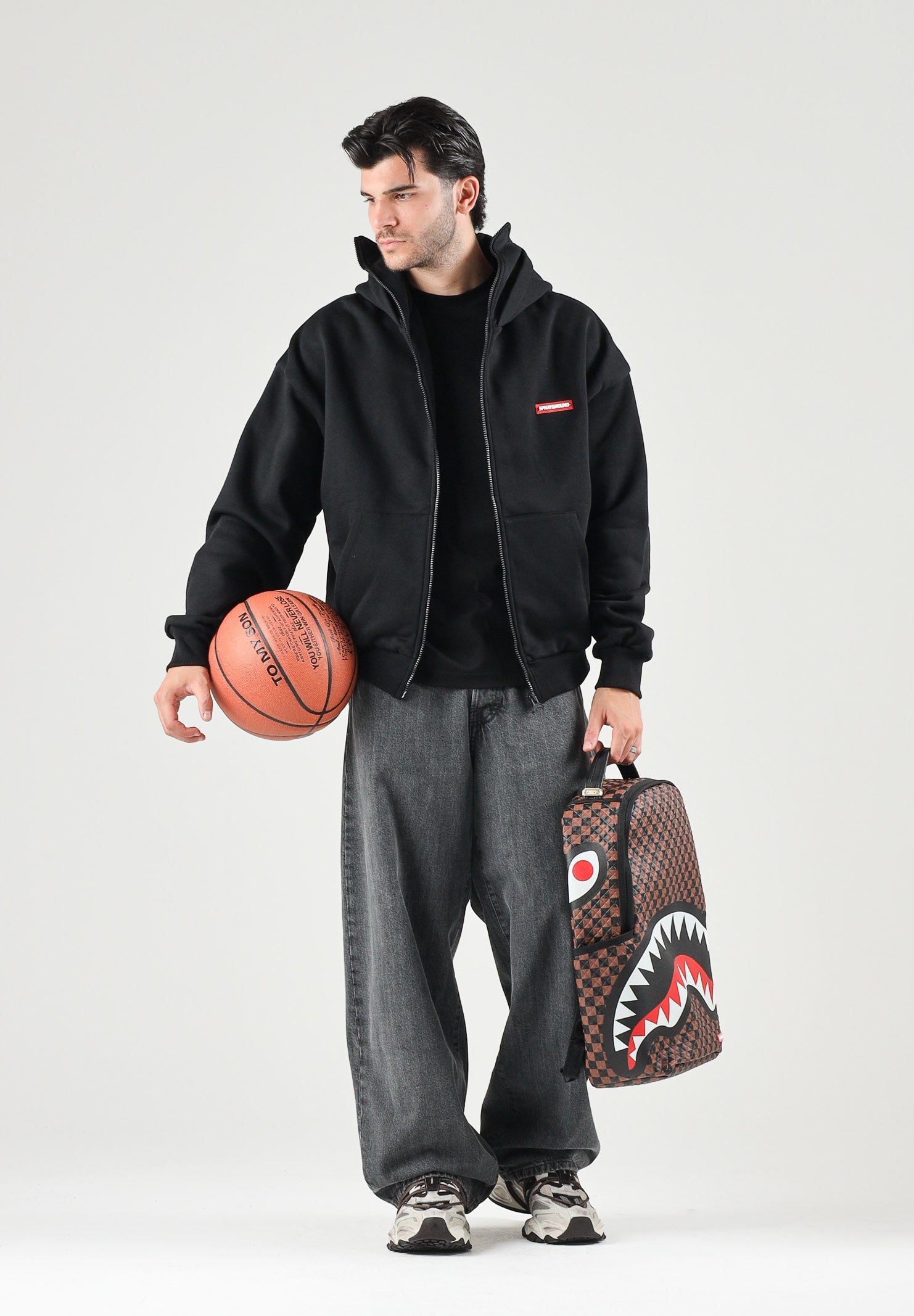 SPRAYGROUND Felpa con zip  HOODIE nera per uomo e donna con dettaglio maschera balaclava. SP957G . SPRAYGROUND 