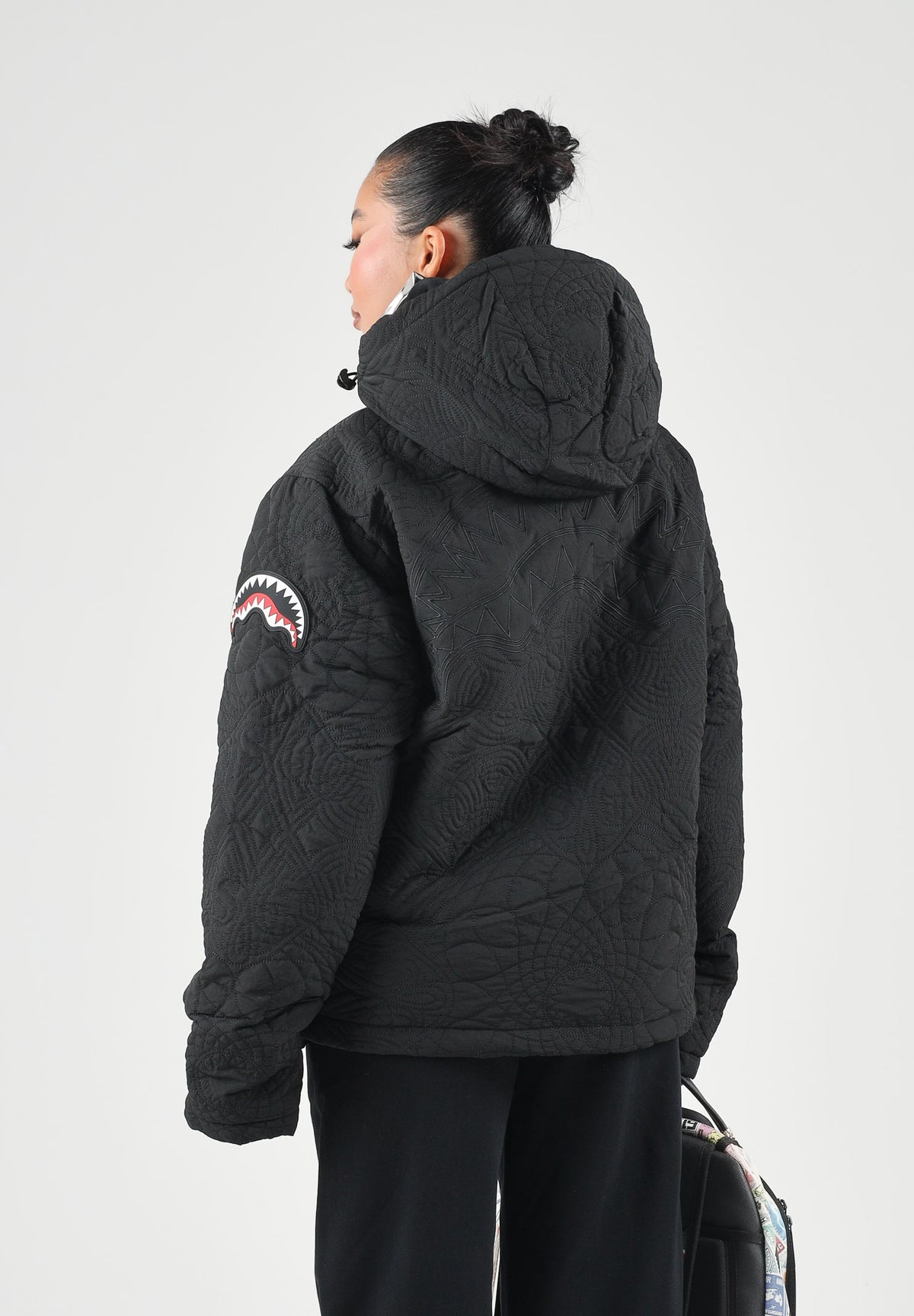 SPRAYGROUND Giubbotto MONOGRAM PUFFER JACKET nero per uomo e donna SP983 . SPRAYGROUND 