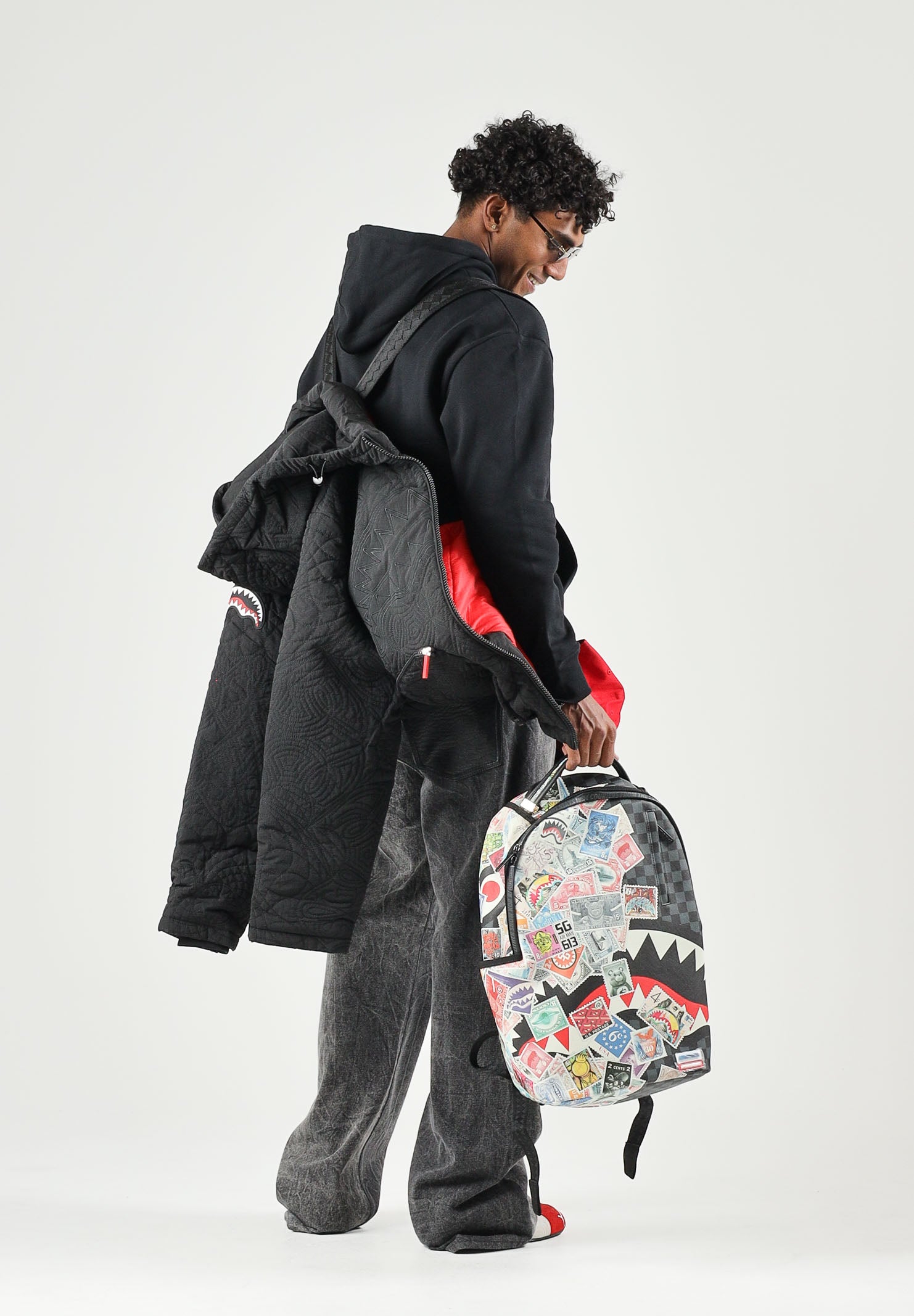 SPRAYGROUND Giubbotto MONOGRAM PUFFER JACKET nero per uomo e donna SP983 . SPRAYGROUND 