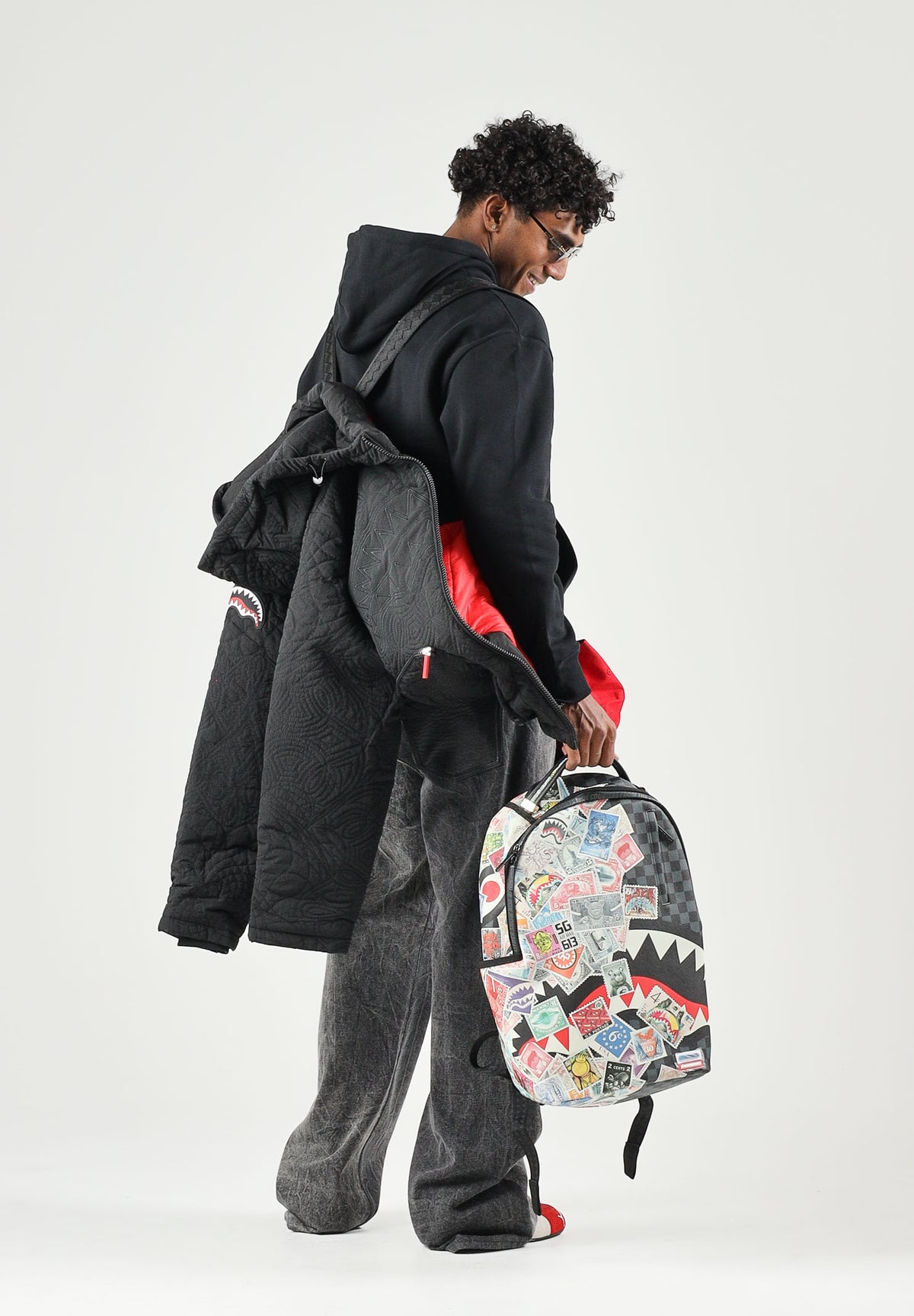 SPRAYGROUND Giubbotto MONOGRAM PUFFER JACKET nero per uomo e donna SP983 . SPRAYGROUND 