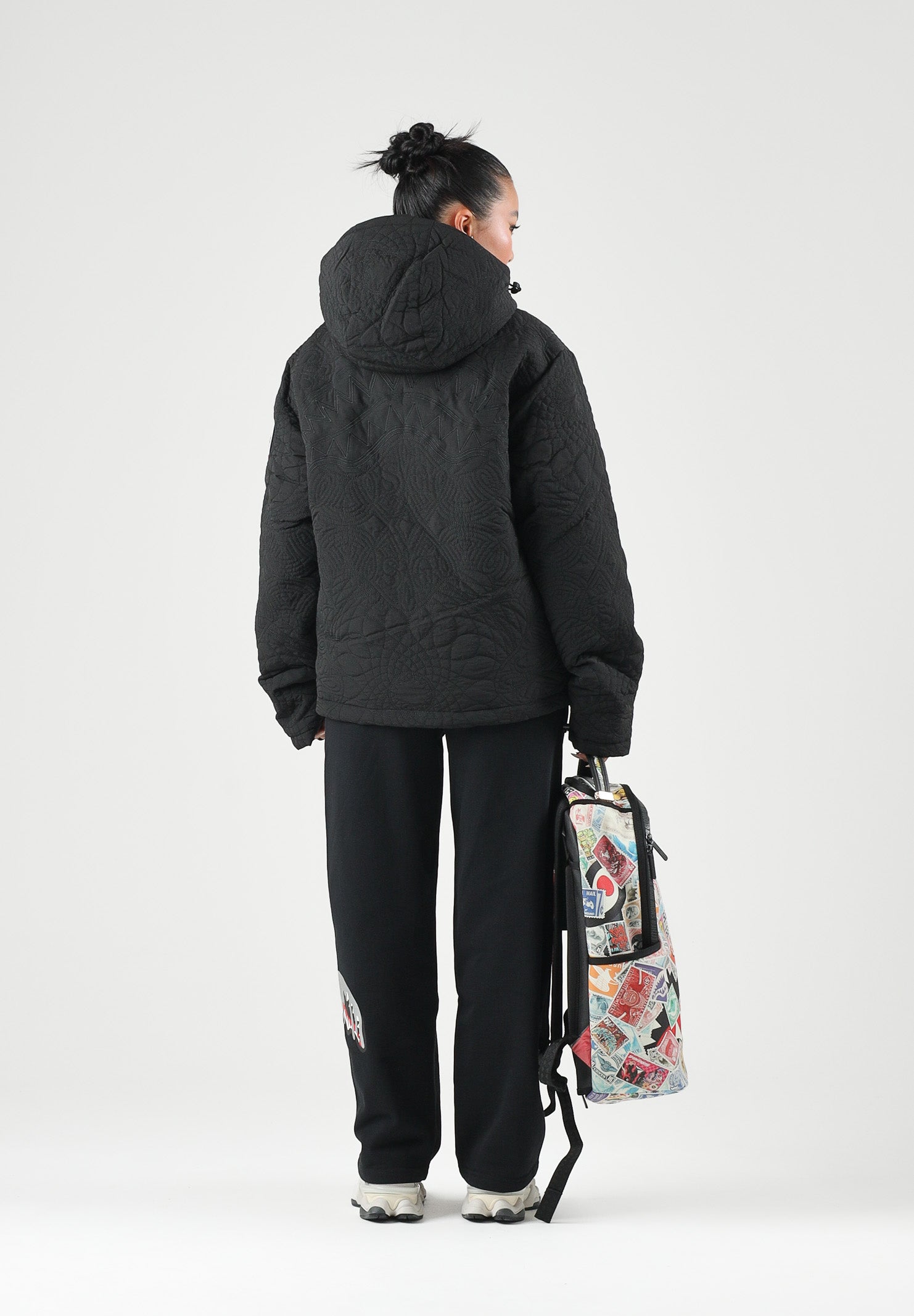 SPRAYGROUND Giubbotto MONOGRAM PUFFER JACKET nero per uomo e donna SP983 . SPRAYGROUND 