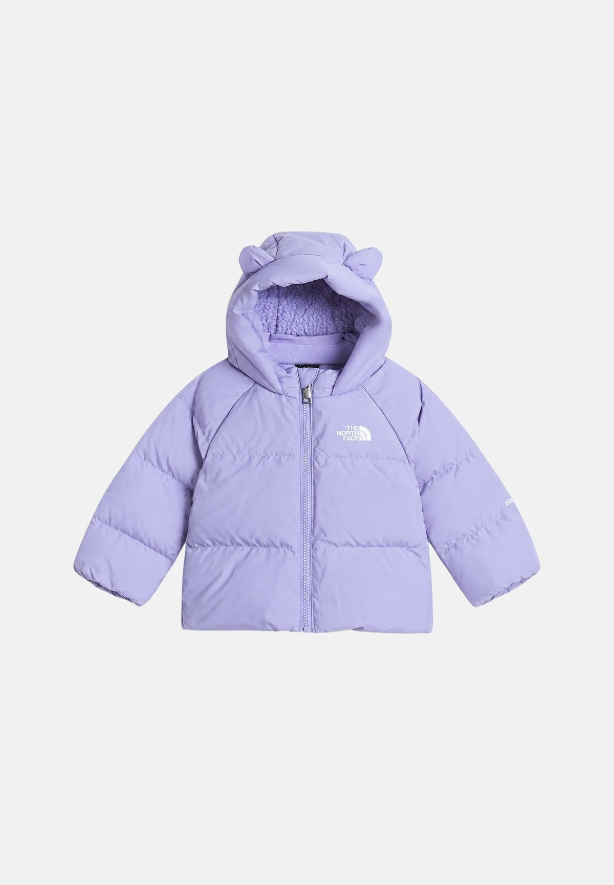 THE NORTH FACE Piumino BABY NORTH DOWN FLEECE-LINED JACKET Pale Plum lilla chiaro per  neonata, con imbottitura naturale in piumino riciclato, fodera interna in pile, cappuccio fisso con orecchie da orsetto, zip frontale integrale, trapuntatura orizz NF0A88W2NO51 . THE NORTH FACE 