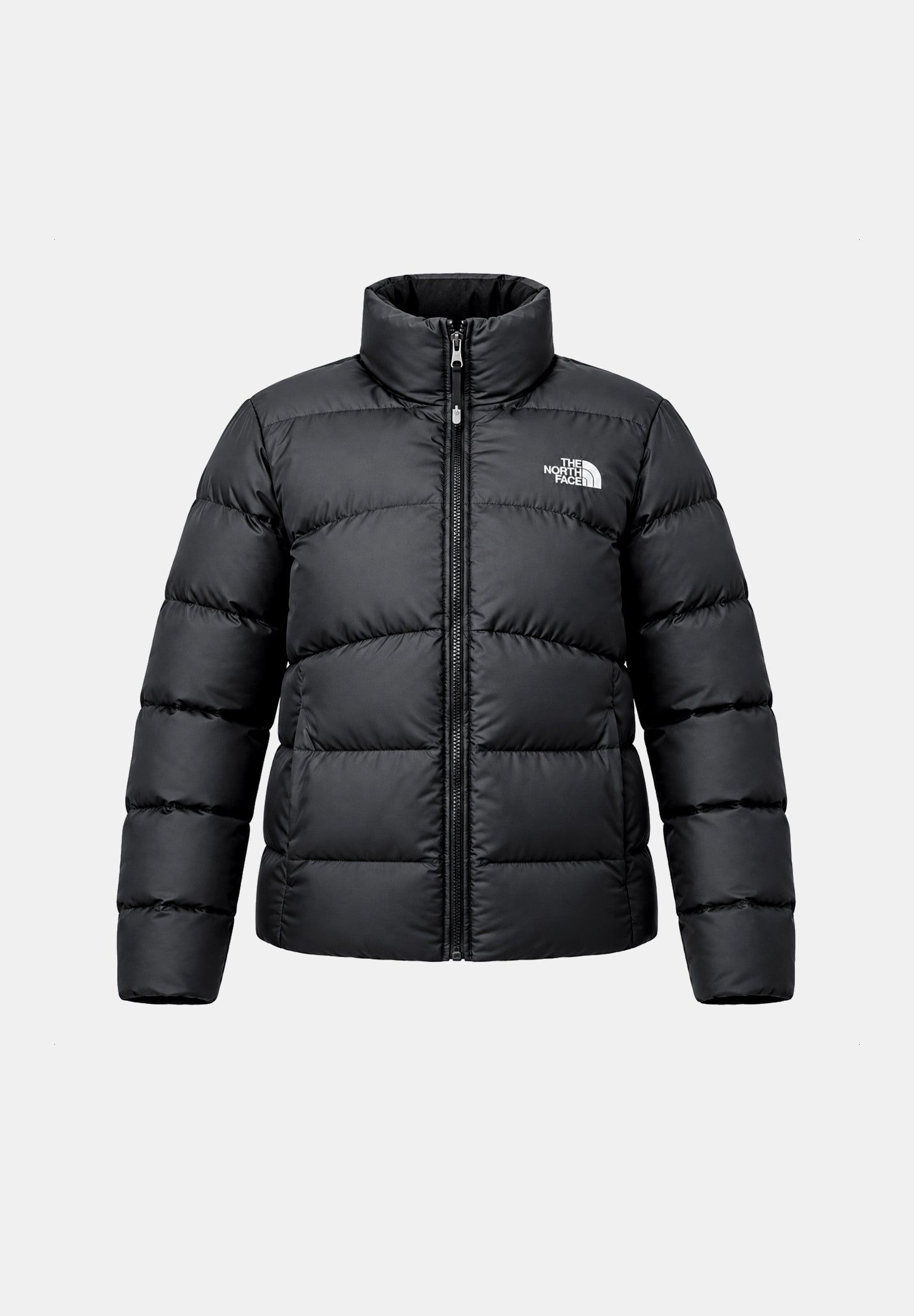 THE NORTH FACE giubbotto piumino SAIKURU TNF Black/Asphalt Grey nero e grigio asfalto da donna, in tessuto tecnico di poliestere idrorepellente con imbottitura sintetica Ecofluff HL, collo alto oversize, chiusura full zip, tasche laterali con zip e t NF0A89JDKT01 . THE NORTH FACE 