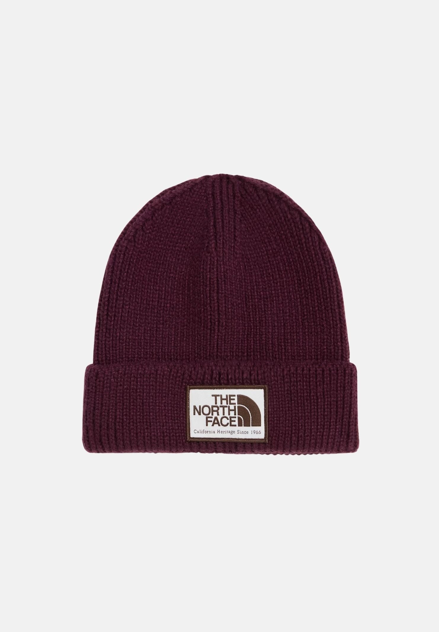 THE NORTH FACE Berretto TNF LOGO BOX CUFFED BEANIE burgundy bordeaux scuro da donna NF0A8CHE10J1 . THE NORTH FACE 