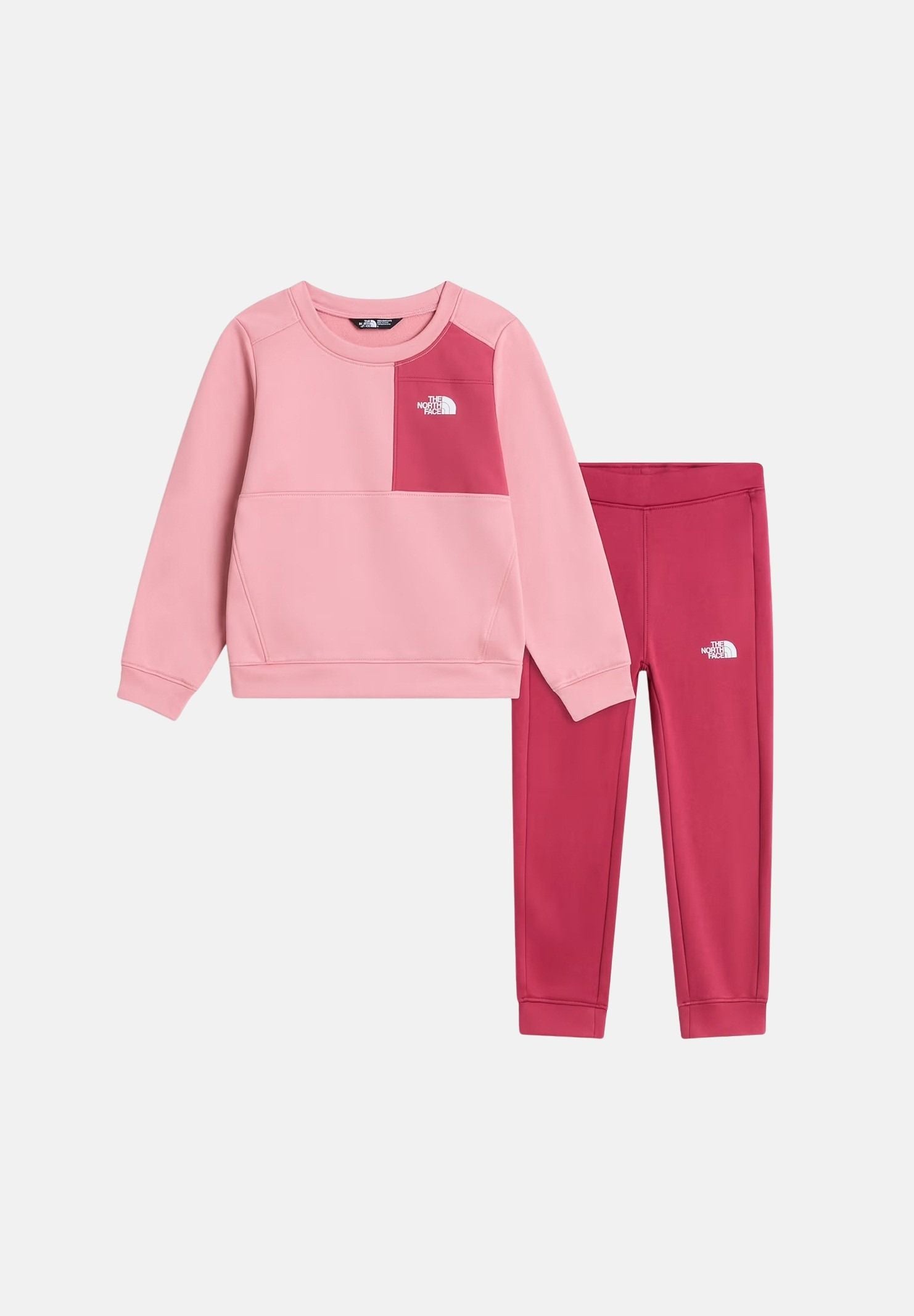 THE NORTH FACE Tuta SIMPLE DOME rosa da bambina con felpa girocollo e pantalone coordinato NF0A8CV0S9B1 . THE NORTH FACE 