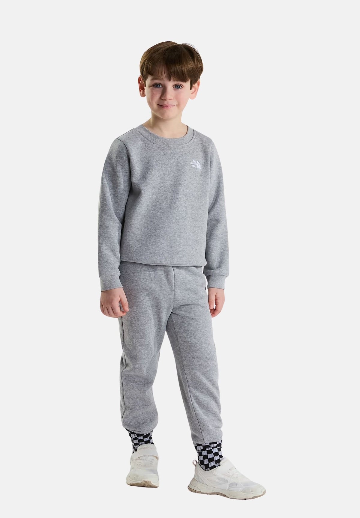 THE NORTH FACE Tuta SIMPLE DOME grigio chiaro per bambino e bambina  con felpa girocollo e pantalone coordinato. NF0A8H5CCQO1 . THE NORTH FACE 