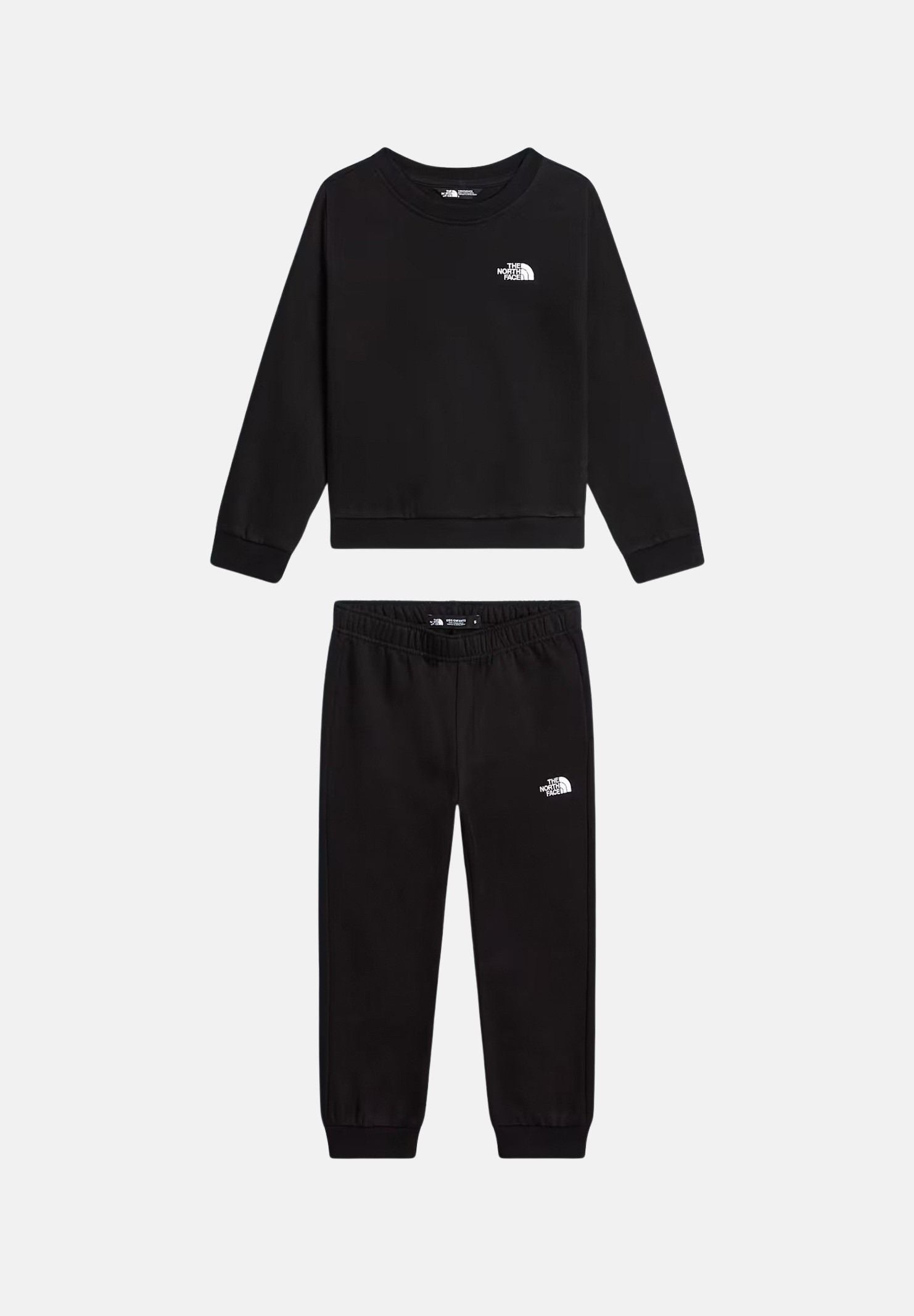 THE NORTH FACE Tuta SIMPLE DOME nera per  bambino e bambina con felpa girocollo e pantalone coordinato NF0A8H5CJK31 . THE NORTH FACE 