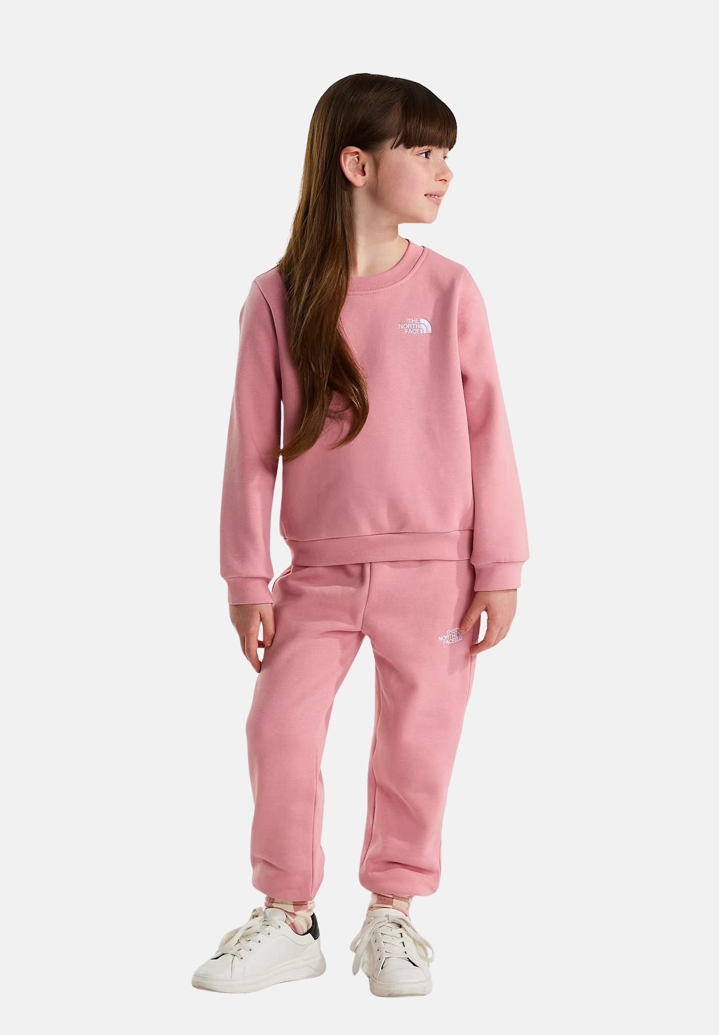 THE NORTH FACE Tuta SIMPLE DOME rosa da bambina con felpa girocollo e pantalone coordinato. NF0A8H5CNO91 . THE NORTH FACE 