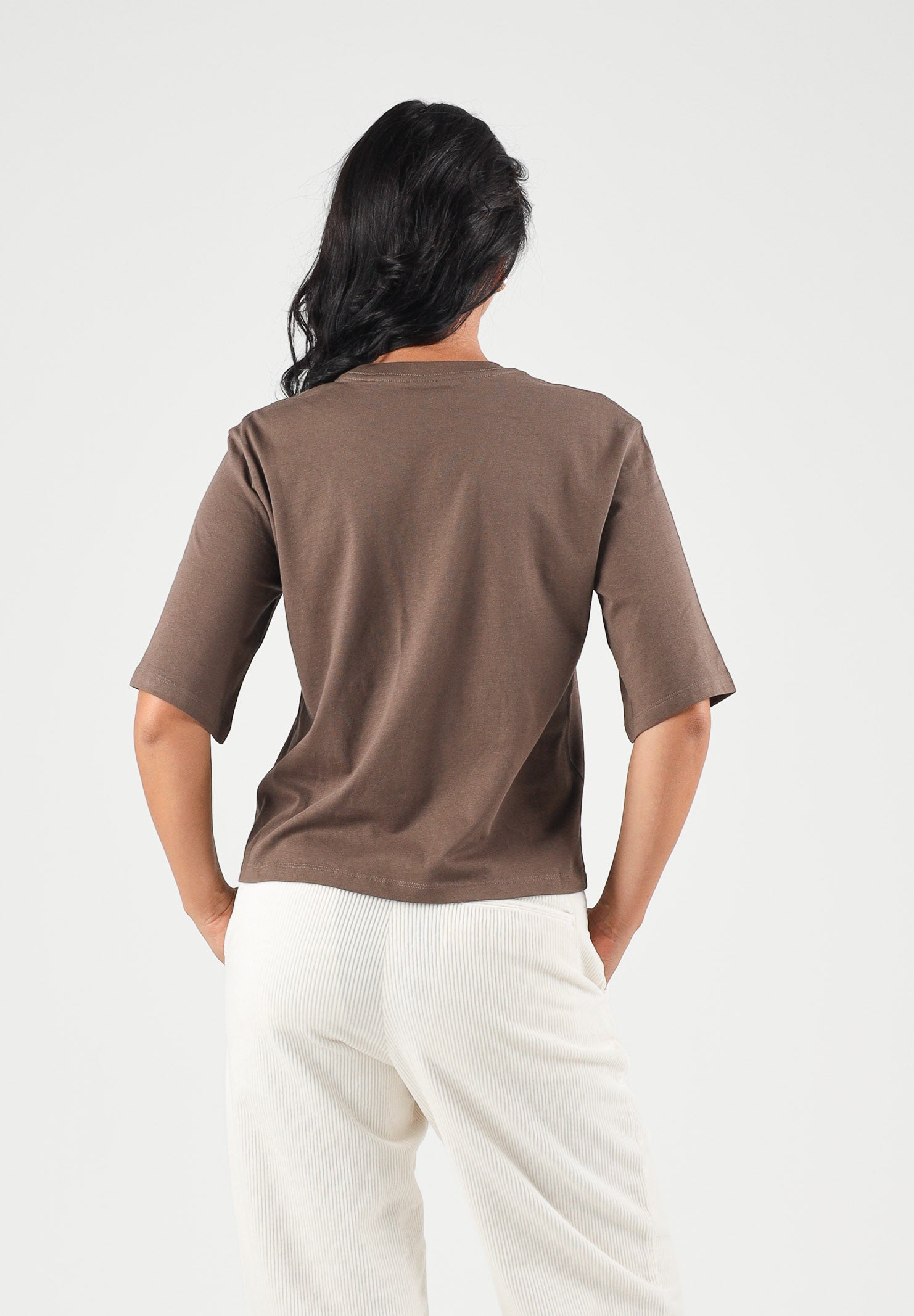 THE NORTH FACE T-shirt manica corta SIMPLE DOME marrone da donna con piccolo logo stampato sul petto. NF0A8H711OI1 . THE NORTH FACE 
