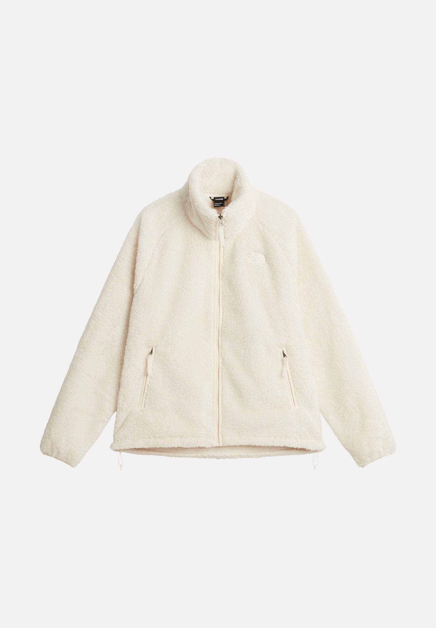 THE NORTH FACE Felpa con zip OSITO EVOLVE FULL-ZIP White Dune bianco panna da donna in morbido pile a pelo alto effetto pelliccia sintetica, con collo alto, chiusura frontale con zip integrale, maniche lunghe, tasche laterali con zip e fondo regolabi NF0A8H7SQLI1 . THE NORTH FACE 