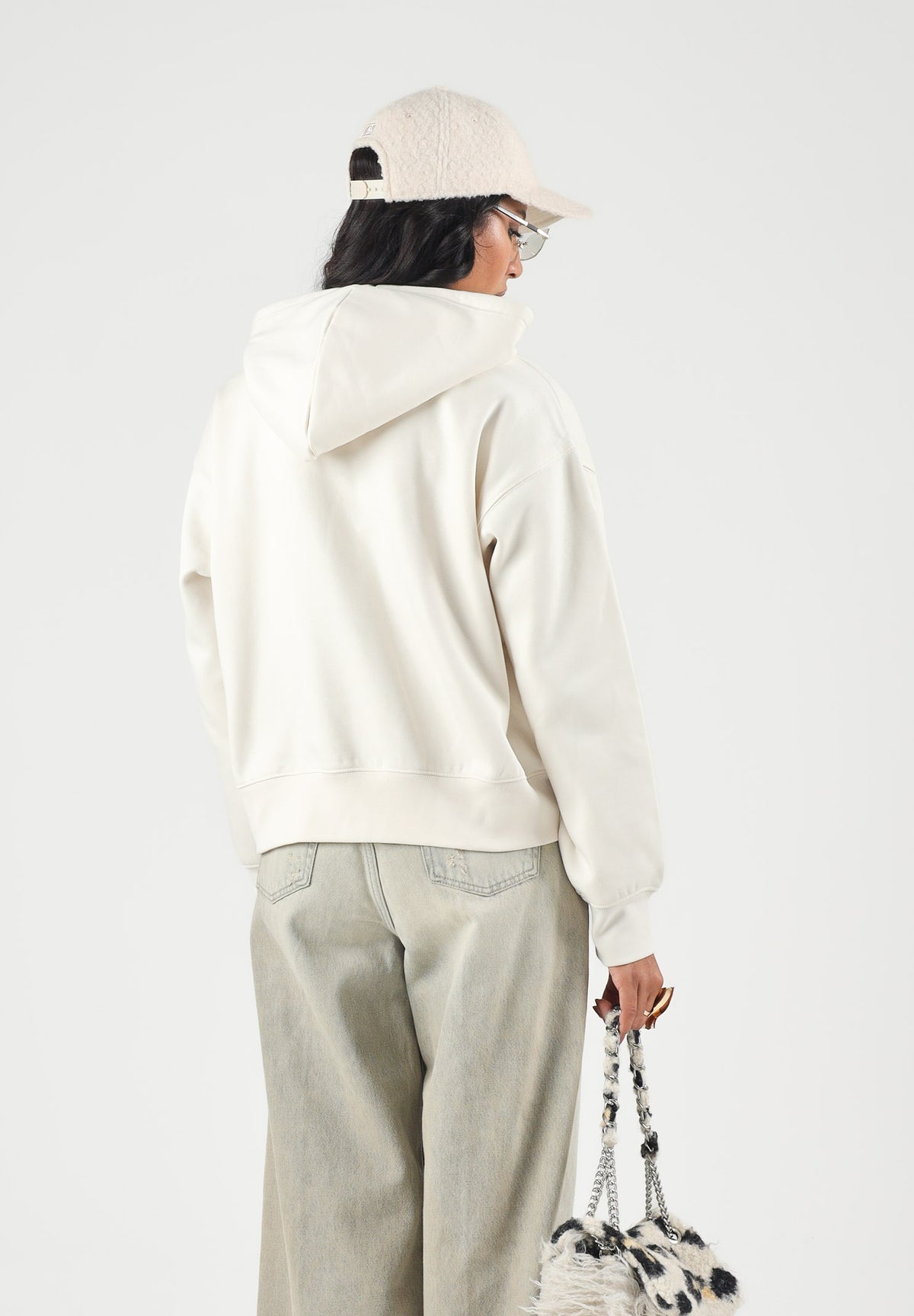 THE NORTH FACE Felpa con cappuccio SIMPLE DOME HOODIE bianco panna da donna con tasca a marsupio frontale. NF0A8HBX3IE1 . THE NORTH FACE 
