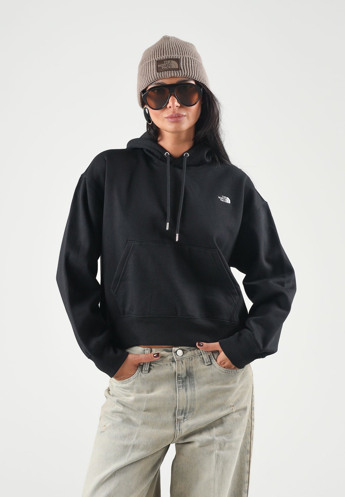 THE NORTH FACE Felpa con cappuccio SIMPLE DOME HOODIE nero da donna con tasca a marsupio frontale. NF0A8HBXJK31 . THE NORTH FACE 