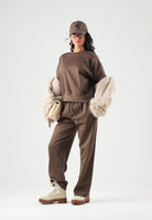 THE NORTH FACE Felpa girocollo SIMPLE DOME CREW marrone da donna con logo sul petto. NF0A8HBY1OI1 . THE NORTH FACE 
