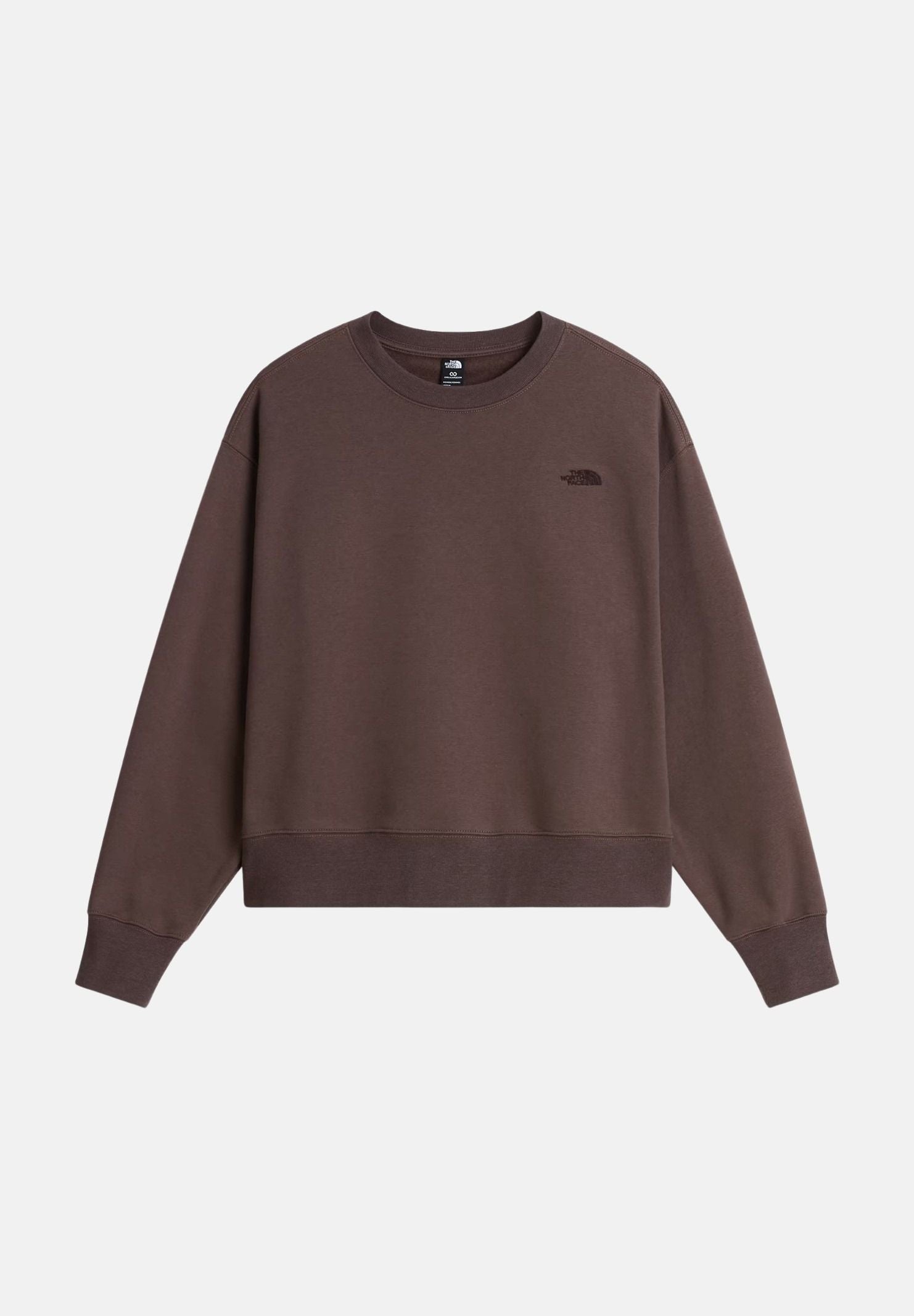 THE NORTH FACE Felpa girocollo SIMPLE DOME CREW marrone da donna con logo sul petto. NF0A8HBY1OI1 . THE NORTH FACE 