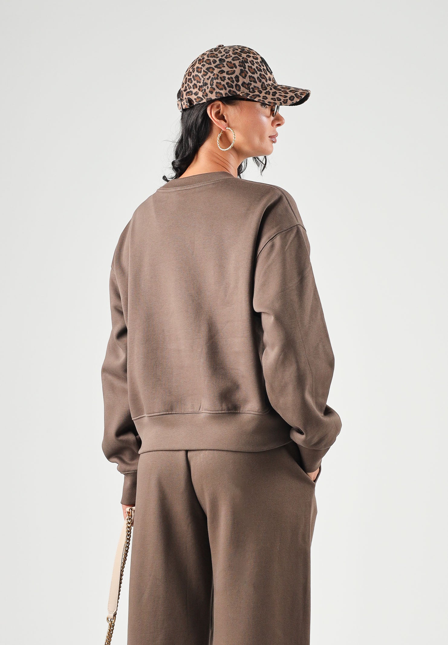 THE NORTH FACE Felpa girocollo SIMPLE DOME CREW marrone da donna con logo sul petto. NF0A8HBY1OI1 . THE NORTH FACE 