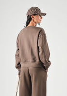 THE NORTH FACE Felpa girocollo SIMPLE DOME CREW marrone da donna con logo sul petto. NF0A8HBY1OI1 . THE NORTH FACE 