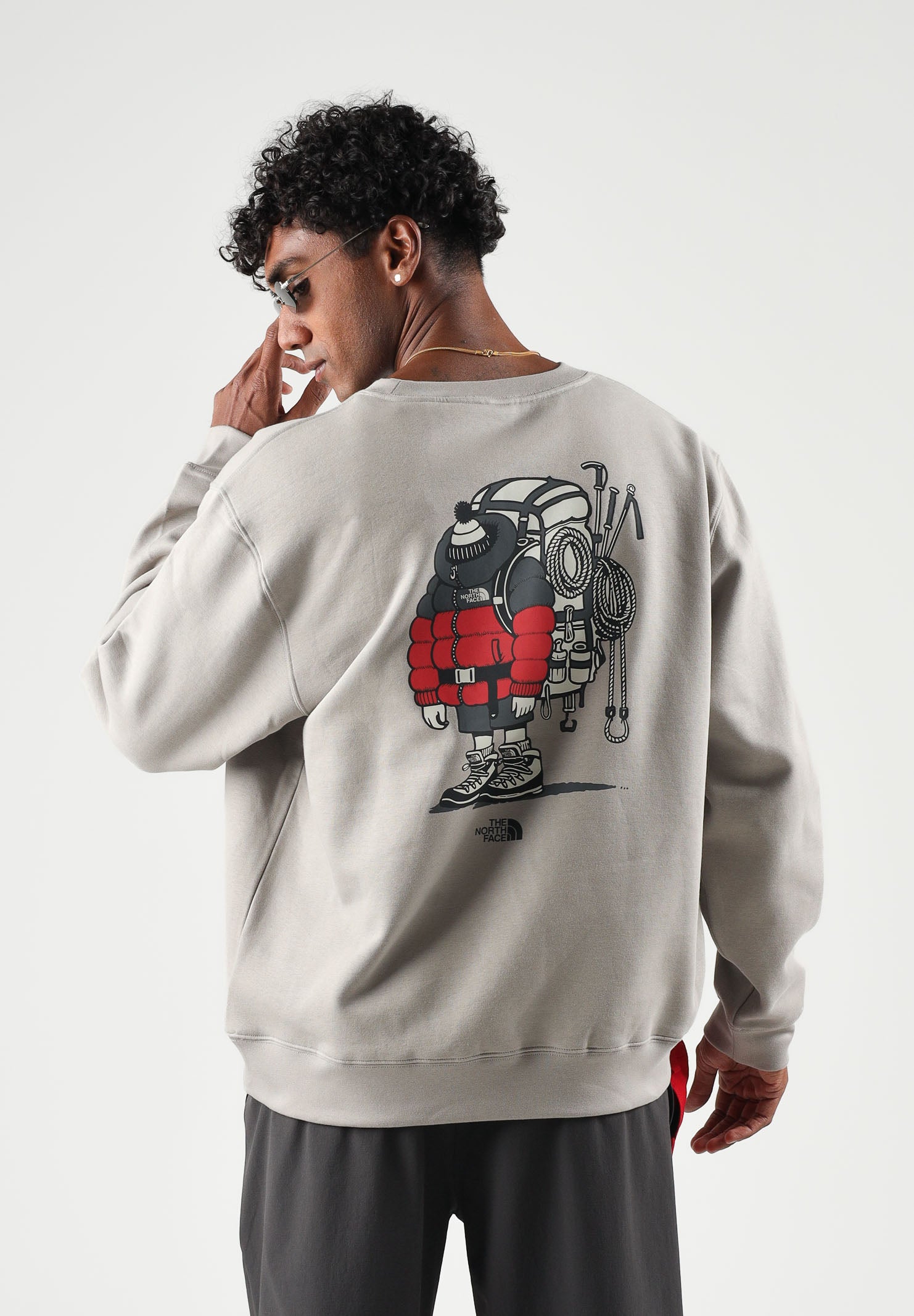 THE NORTH FACE Felpa girocollo stone slab-sabbia per uomo e donna con patch logo applicata sul petto. NF0A8JB52MB1 . THE NORTH FACE 