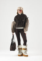 THE NORTH FACE Felpa in pile  FLEECE FULL ZIP marrone castagna da donna con mini logo NF0A8KQYNMF1 . THE NORTH FACE 