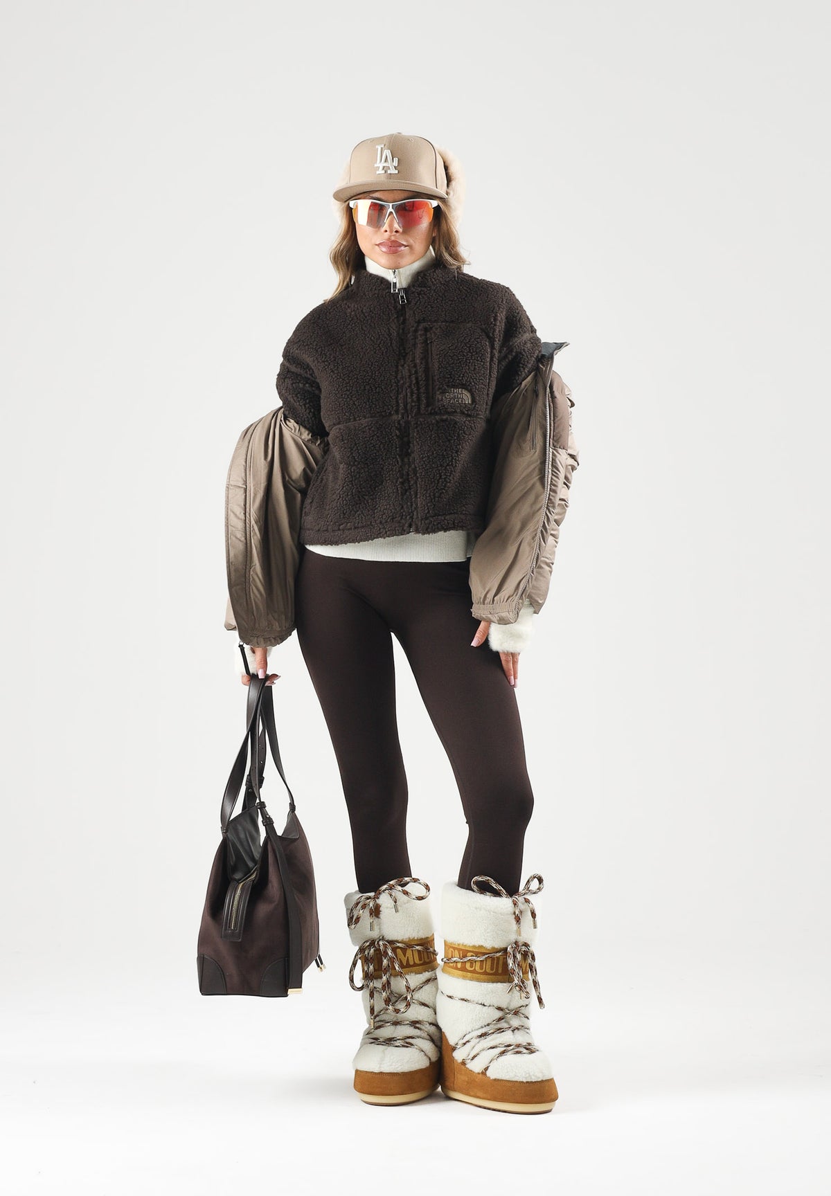 THE NORTH FACE Felpa in pile  FLEECE FULL ZIP marrone castagna da donna con mini logo NF0A8KQYNMF1 . THE NORTH FACE 
