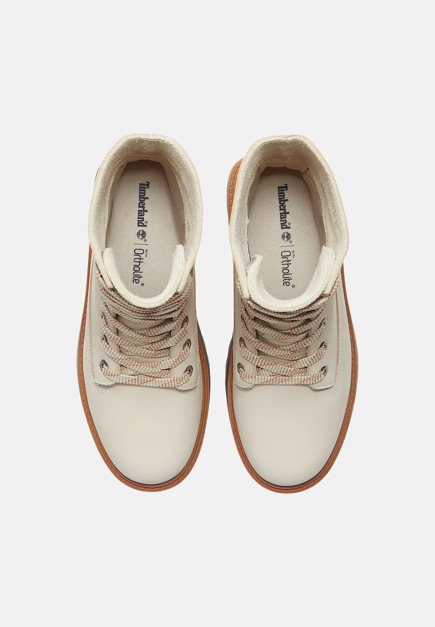 TIMBERLAND Anfibi Stone Street beige da donna con tomaia in pelle nabuk, lacci e suola platform TB0A5SAHEN71 . TIMBERLAND 