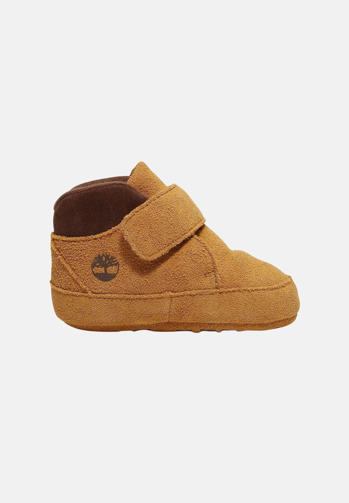 TIMBERLAND Scarpe da culla camoscio bianco per neonato con pratica chiusura a strappo e logo impresso. TB0A6H8GEZ01 . TIMBERLAND 