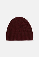 TOMMY HILFIGER Berretto LAMBSWOOL BLEND CABLE KNIT FLAG BEANIE Deep Burgundy bordeaux per uomo e donna, a trecce con risvolto e logo. AM0AM14859 XIH TOMMY HILFIGER 