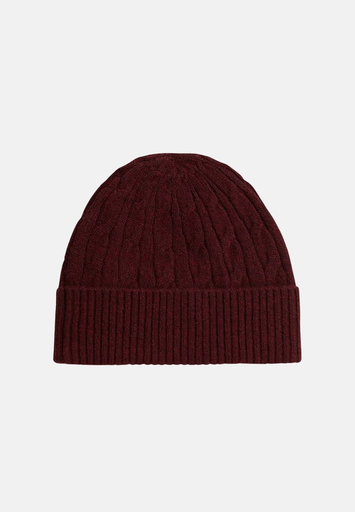 TOMMY HILFIGER Berretto LAMBSWOOL BLEND CABLE KNIT FLAG BEANIE Deep Burgundy bordeaux per uomo e donna, a trecce con risvolto e logo. AM0AM14859 XIH TOMMY HILFIGER 