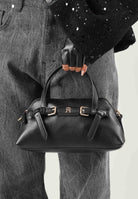 TOMMY HILFIGER Borsa a mano TH Buckle Tote nera per donna con doppio manico, dettaglio fibbia frontale AW0AW19034 BDS TOMMY HILFIGER 