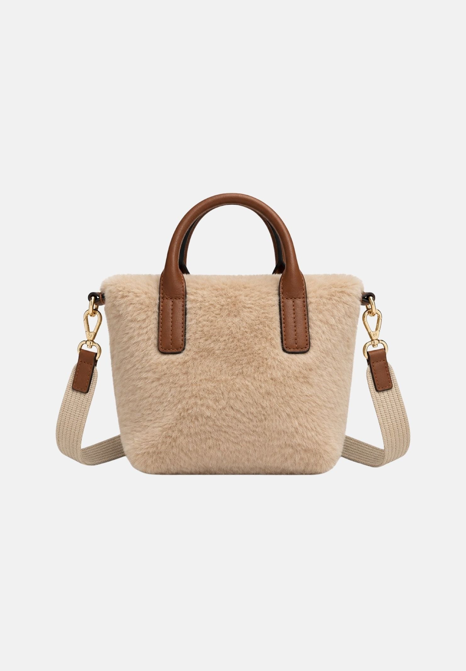 TOMMY HILFIGER Borsa a mano beige per donna con morbido rivestimento effetto pelliccia teddy AW0AW19311 0F4 TOMMY HILFIGER 